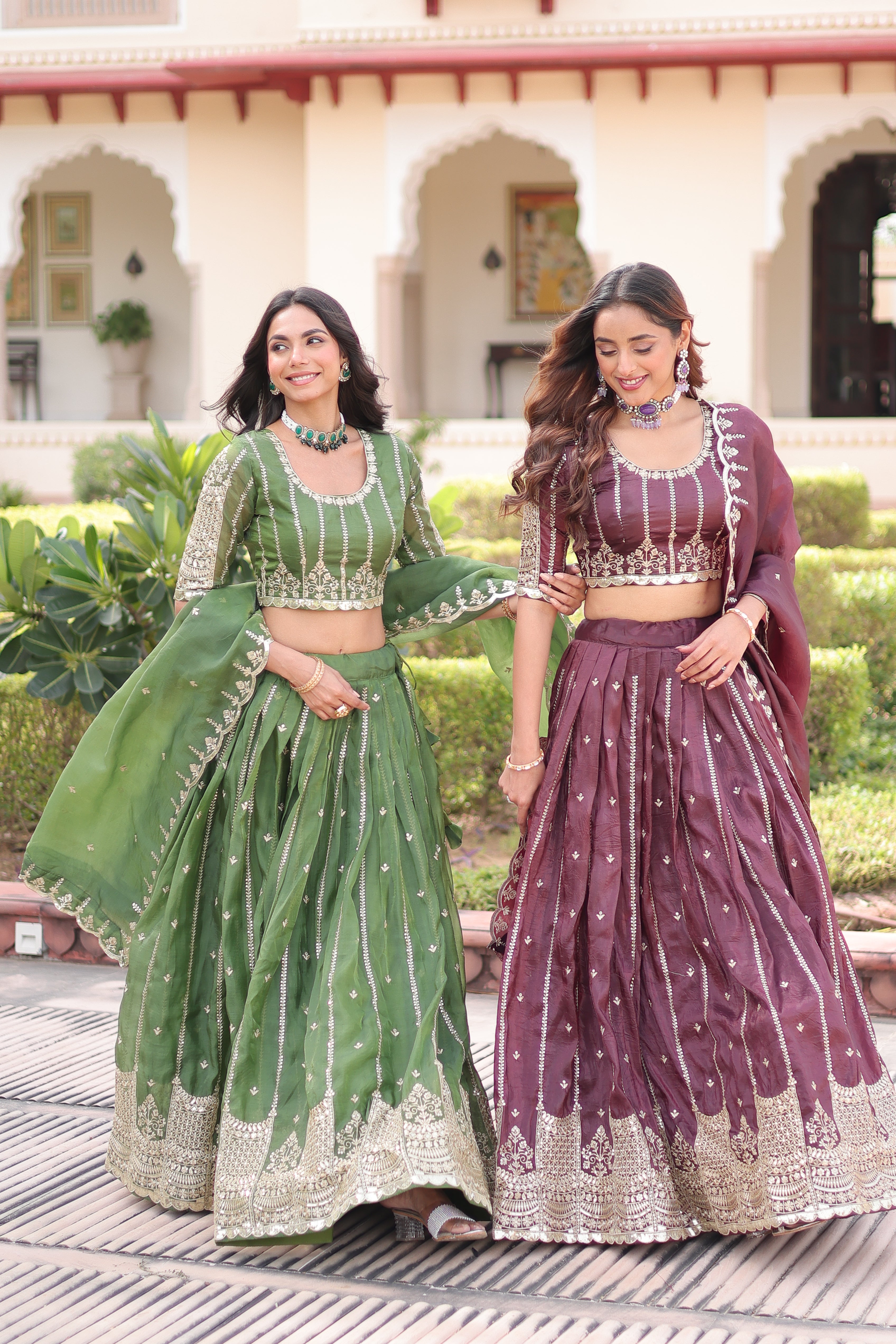 Crushed Embroidered Festive Lehenga Choli for Women