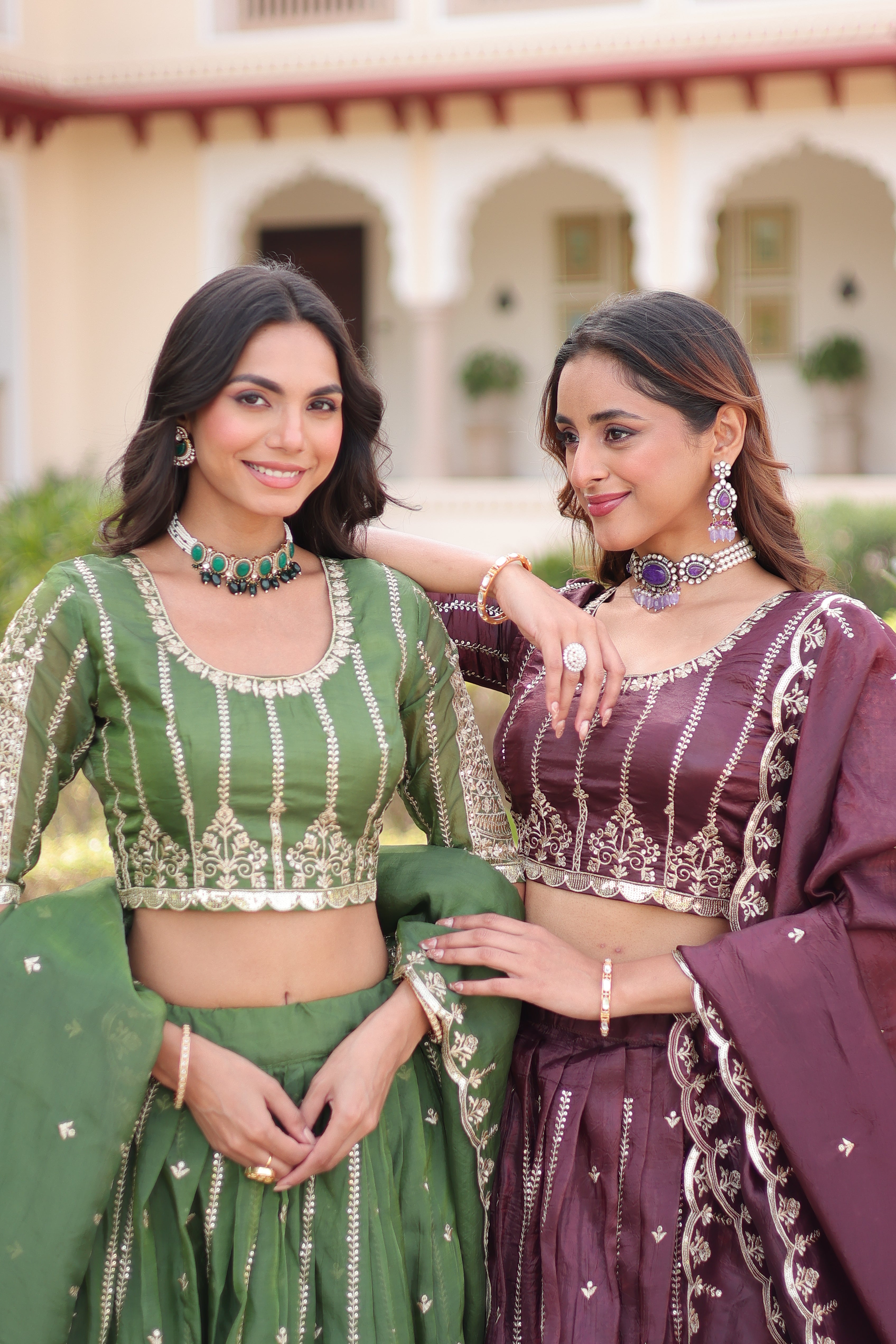 Crushed Embroidered Festive Lehenga Choli for Women
