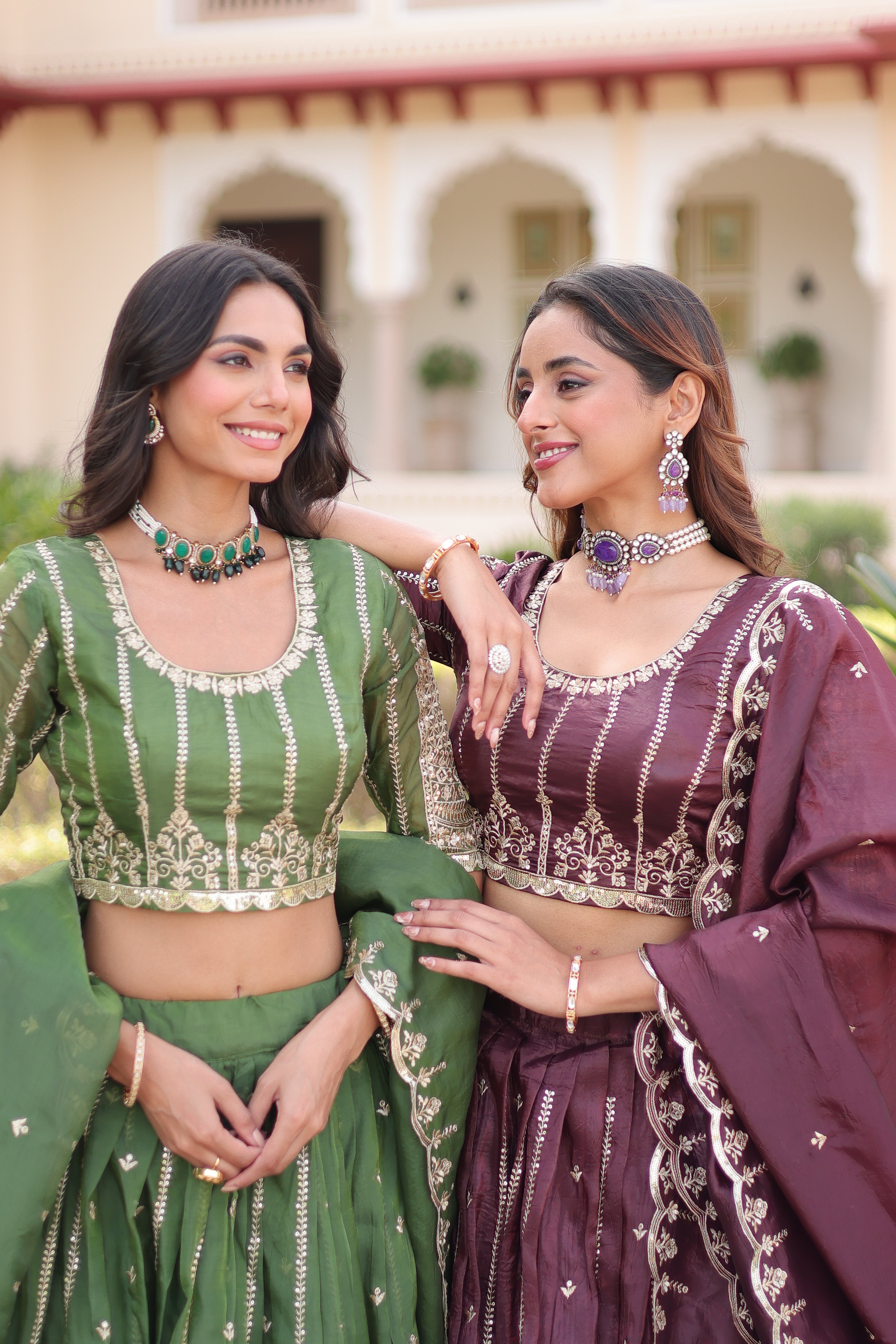 Crushed Embroidered Festive Lehenga Choli for Women