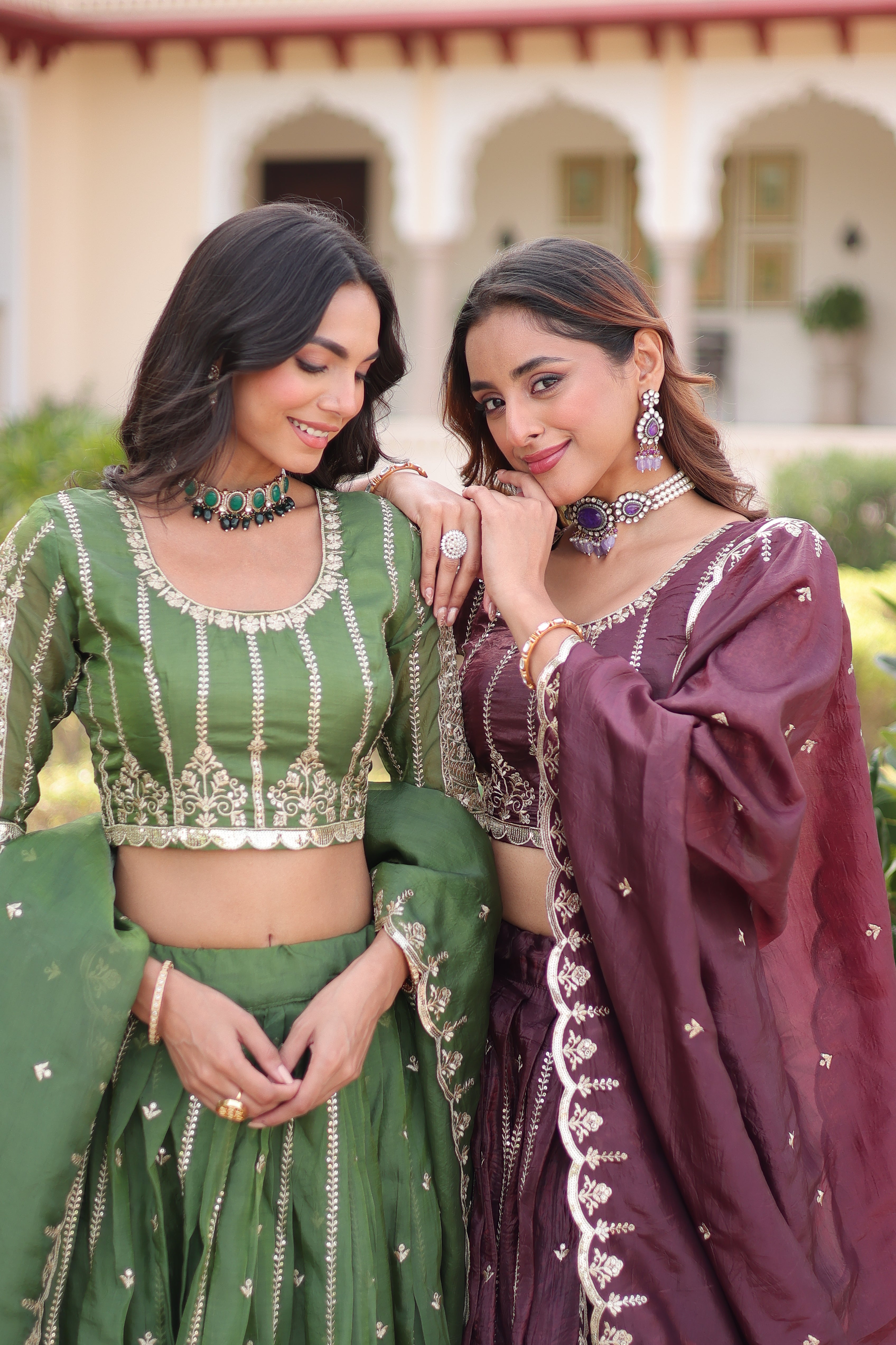Crushed Embroidered Festive Lehenga Choli for Women
