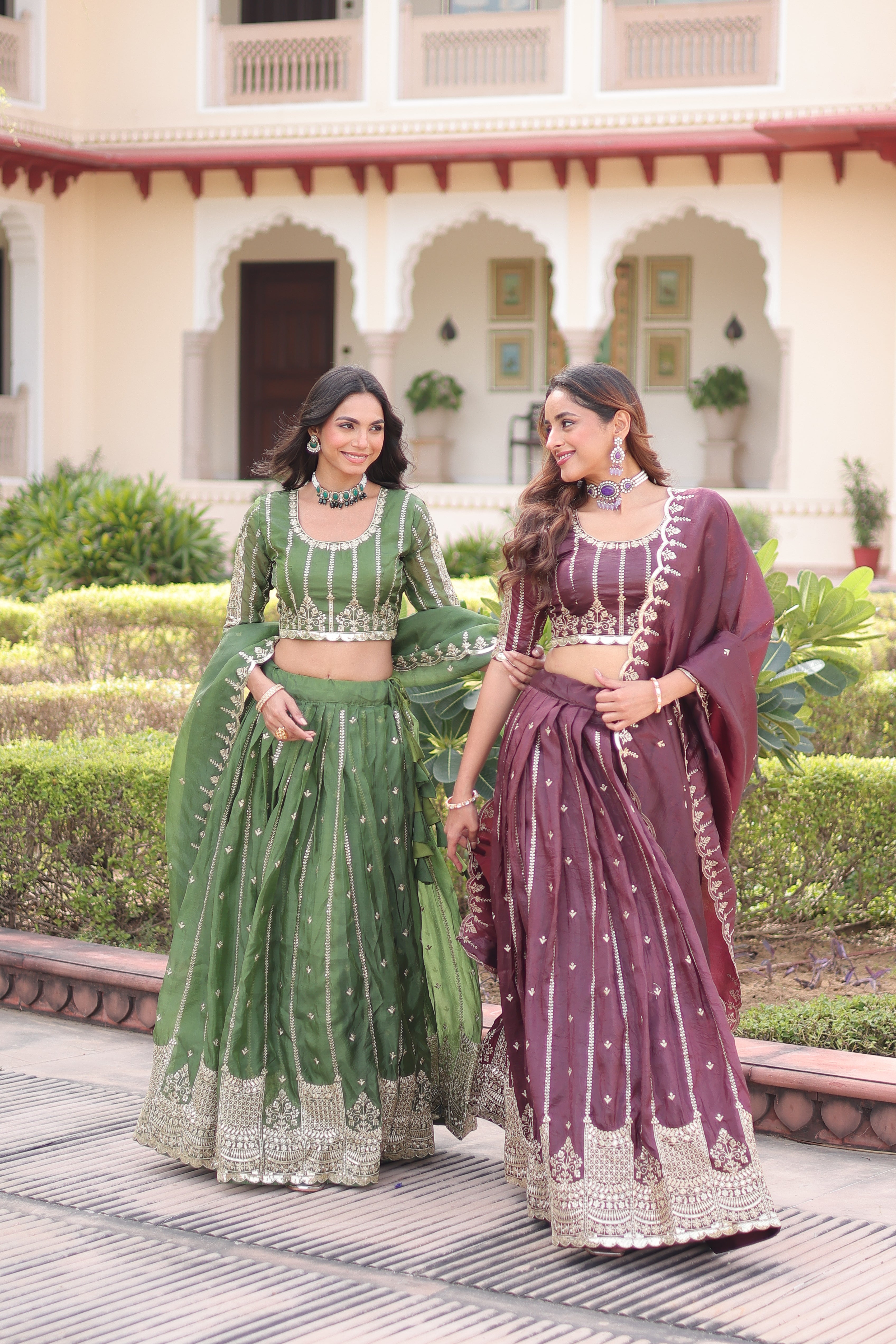 Crushed Embroidered Festive Lehenga Choli for Women