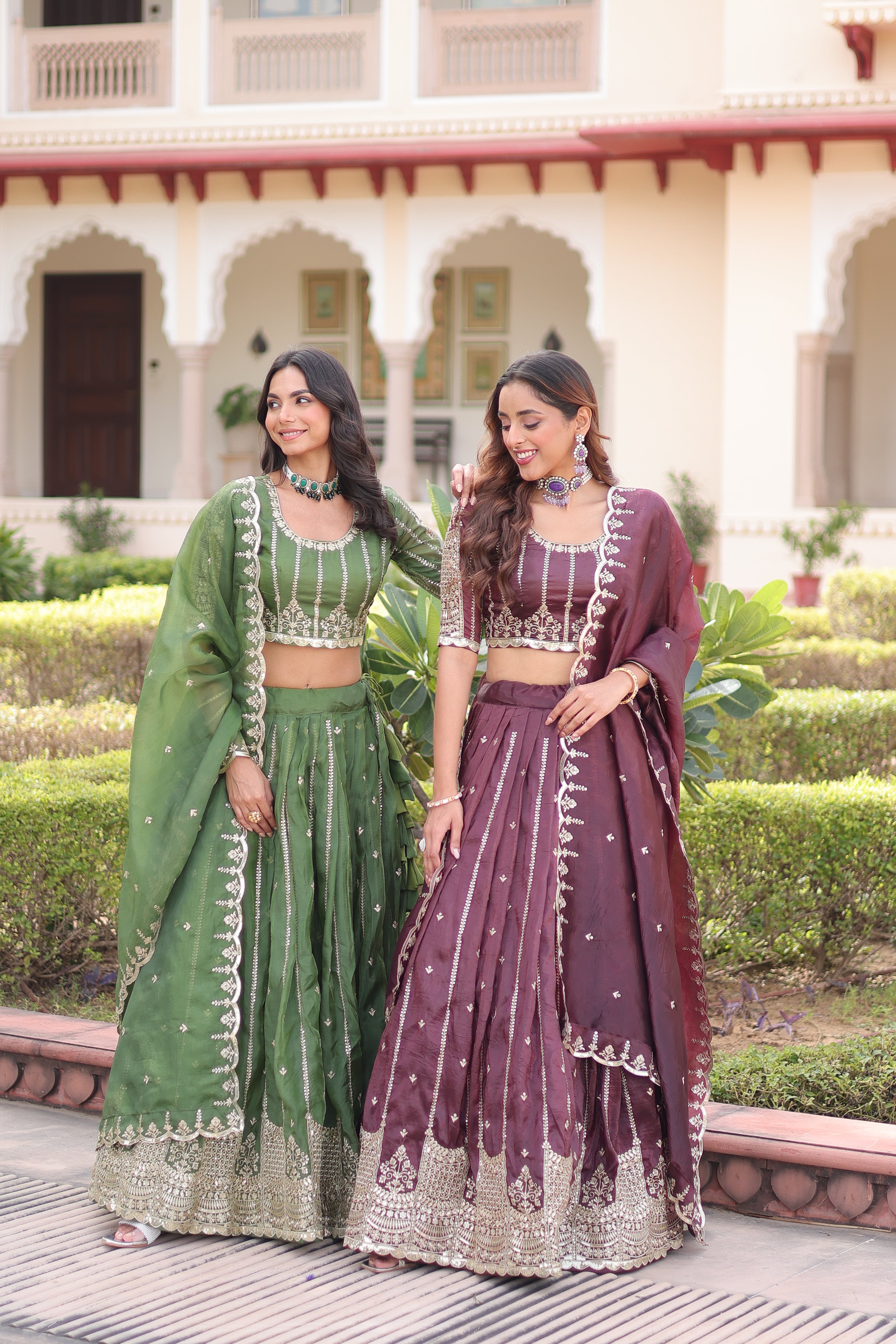 Crushed Embroidered Festive Lehenga Choli for Women