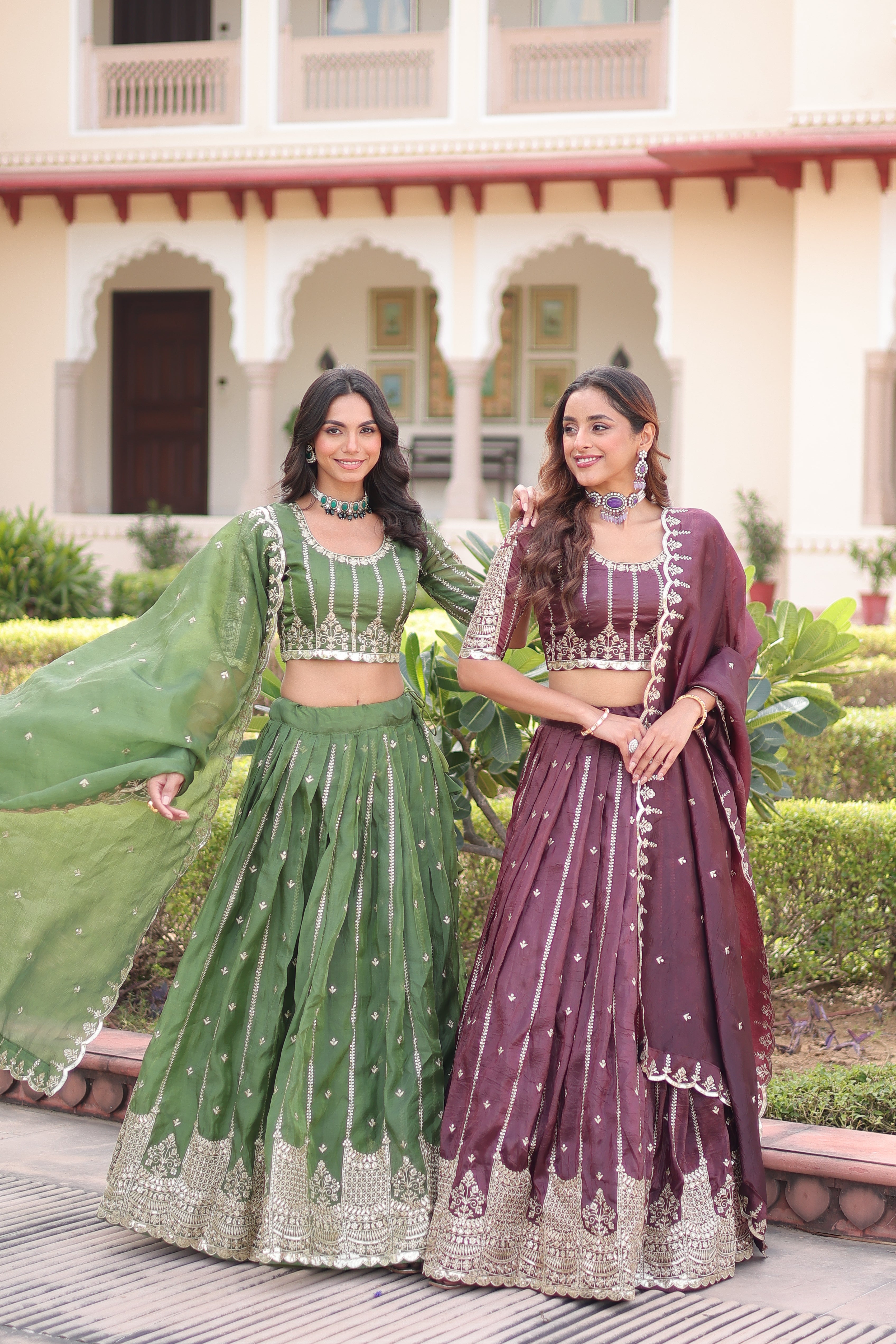 Crushed Embroidered Festive Lehenga Choli for Women