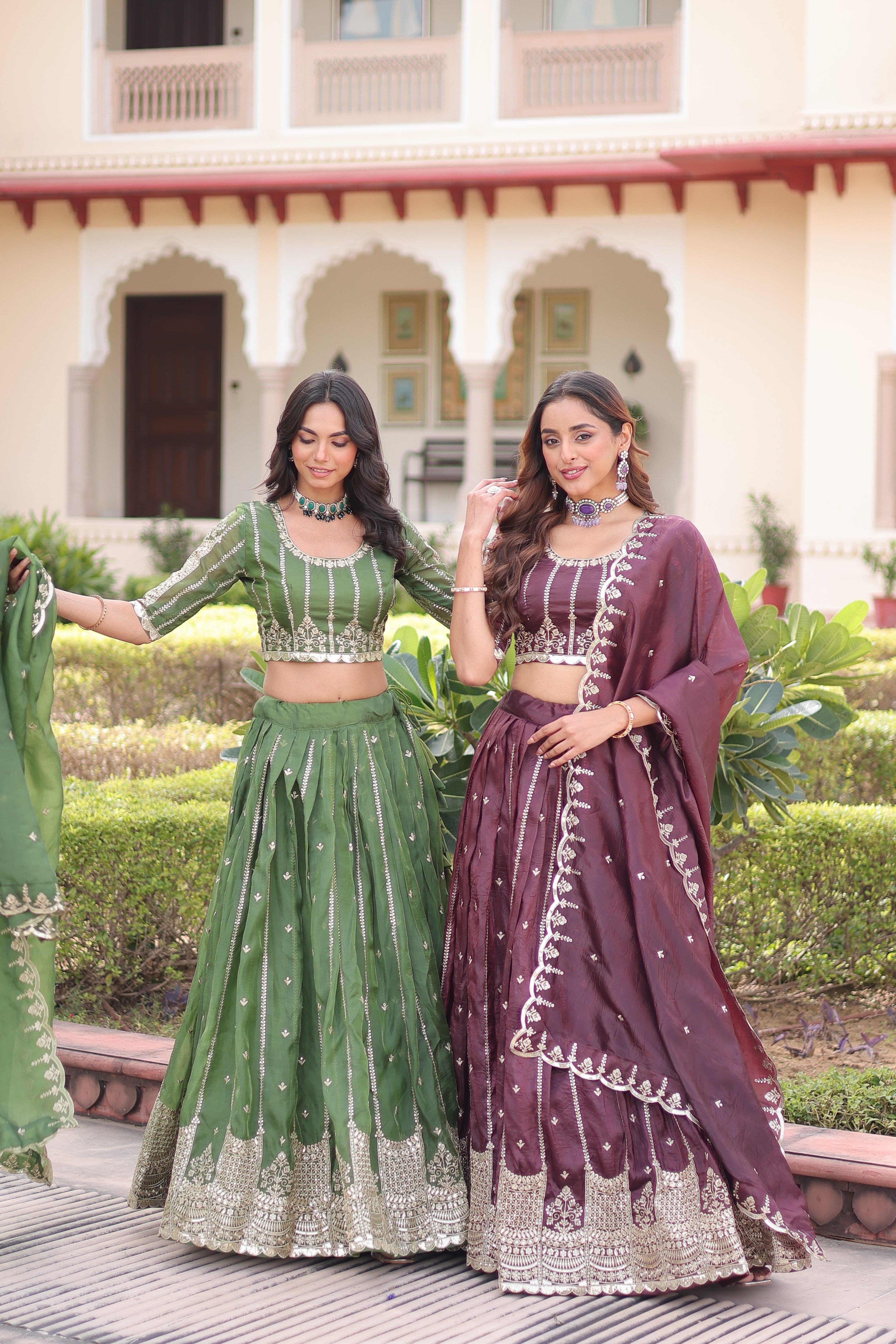 Crushed Embroidered Festive Lehenga Choli for Women