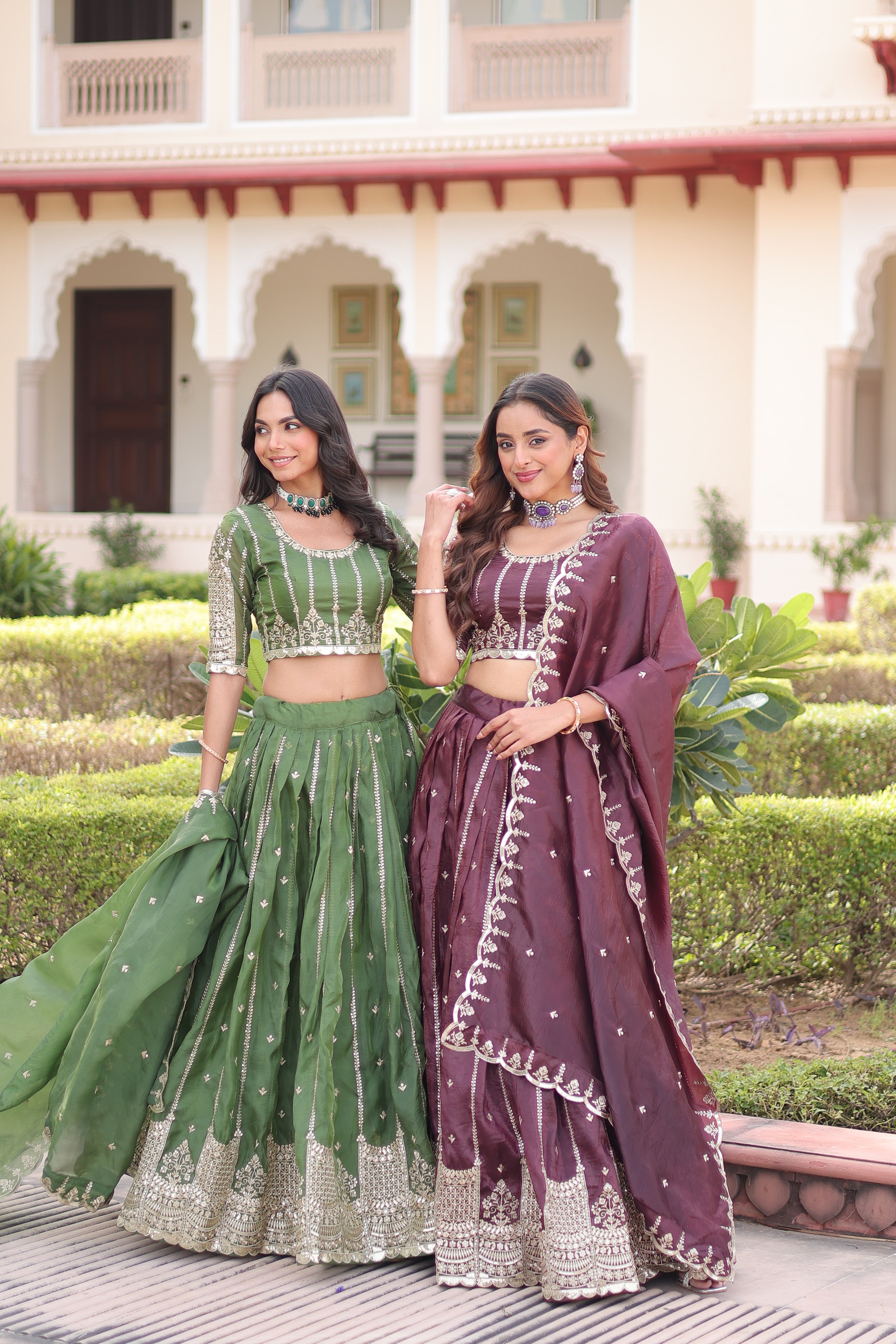 Crushed Embroidered Festive Lehenga Choli for Women