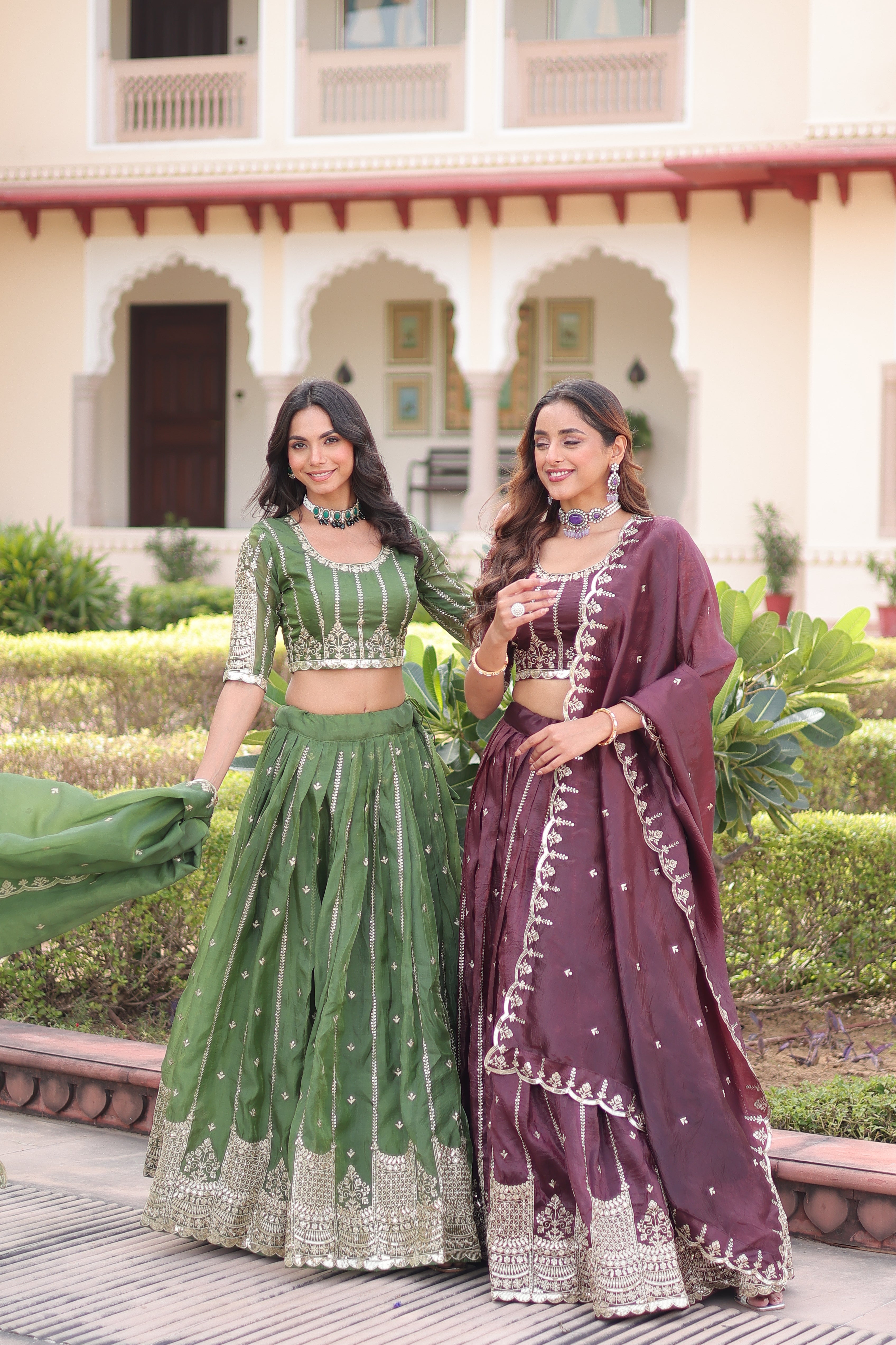 Crushed Embroidered Festive Lehenga Choli for Women
