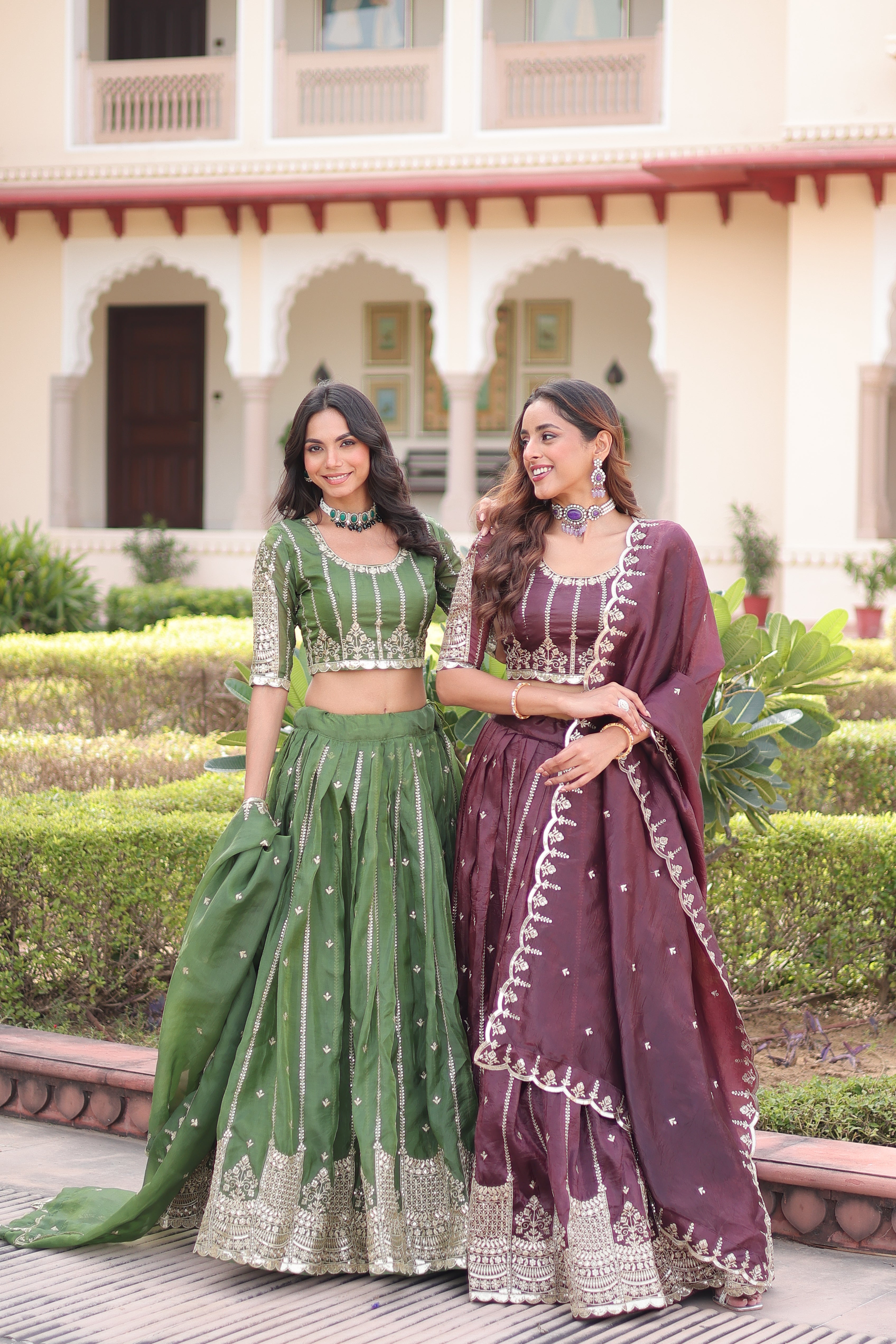 Crushed Embroidered Festive Lehenga Choli for Women