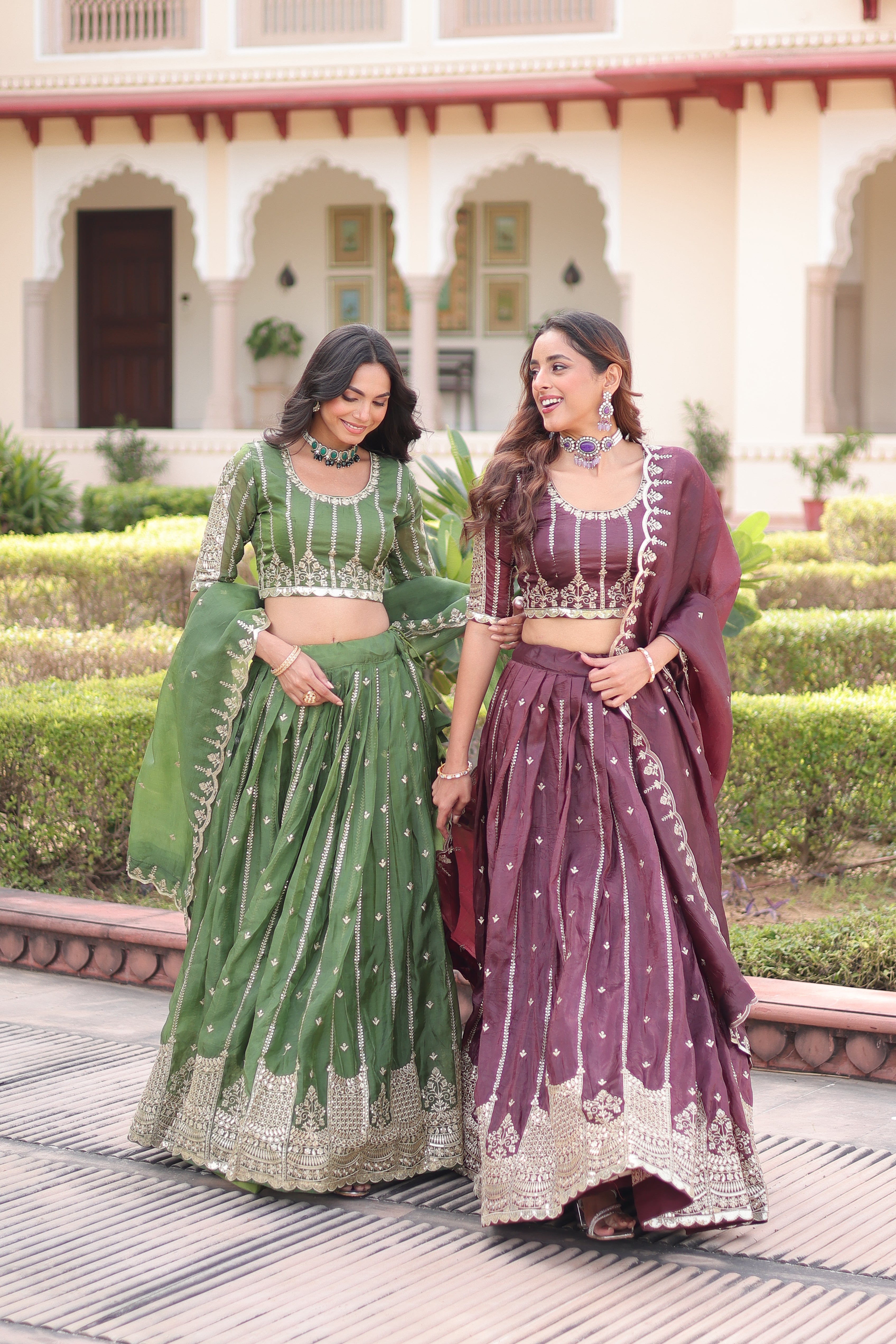 Crushed Embroidered Festive Lehenga Choli for Women