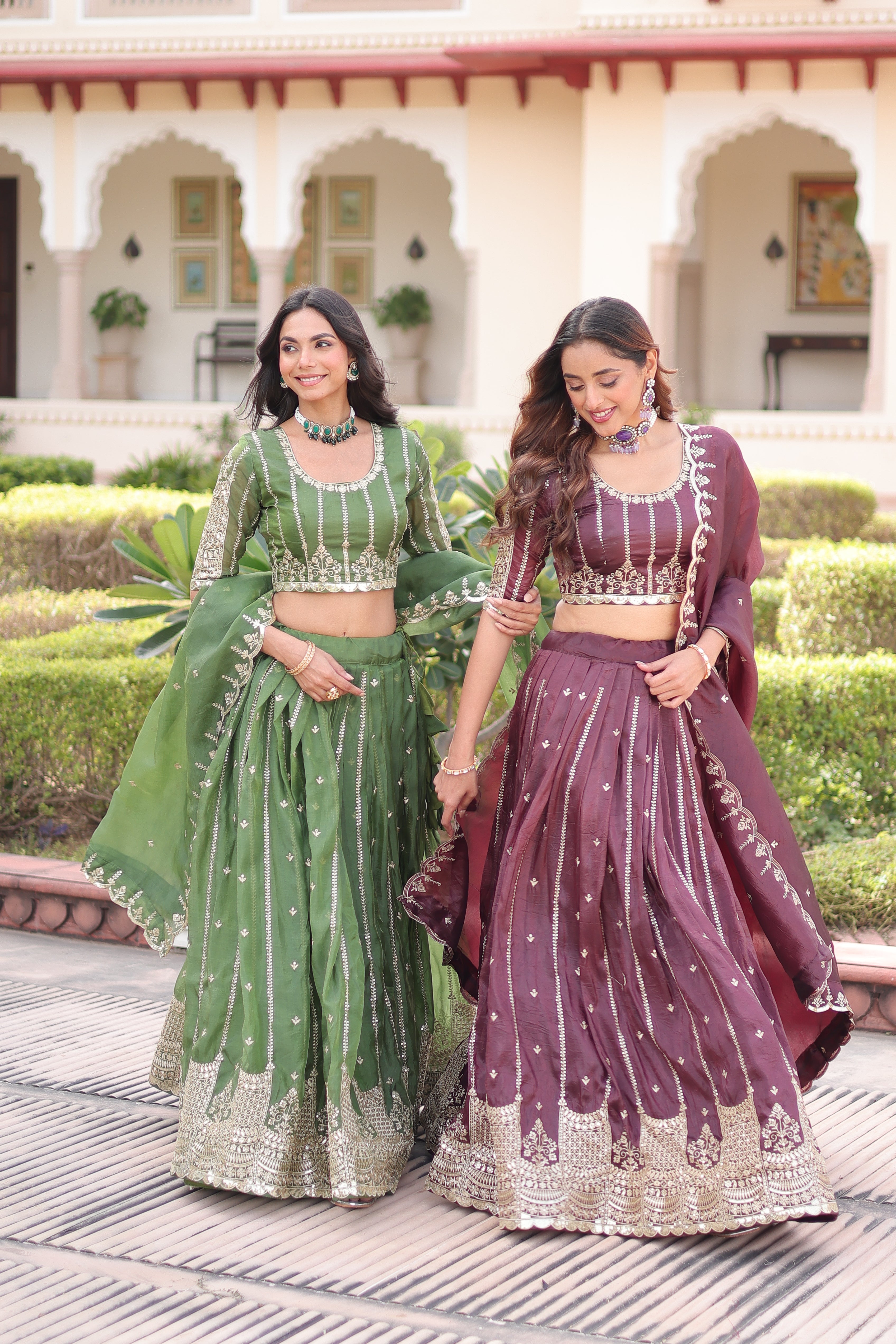 Crushed Embroidered Festive Lehenga Choli for Women