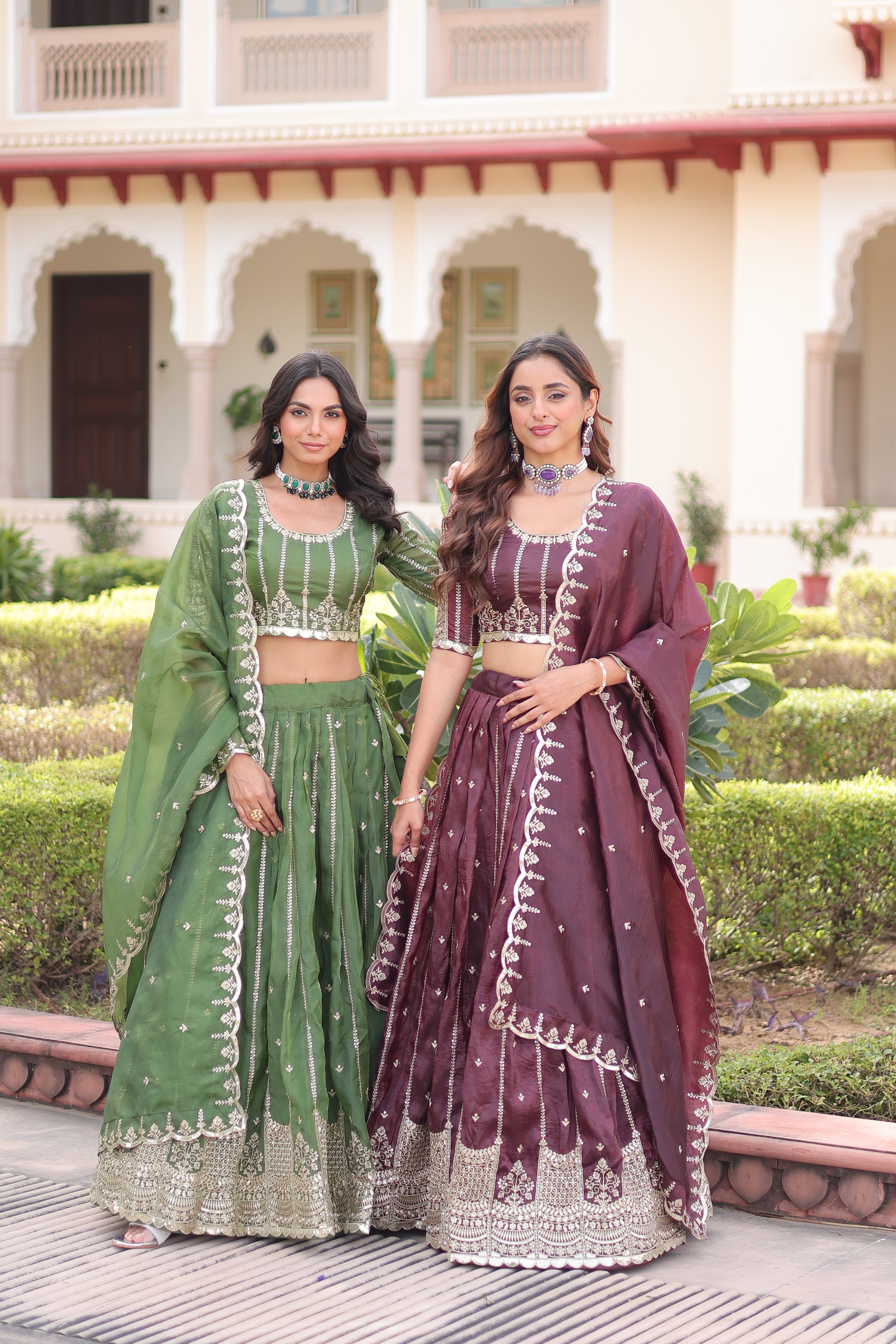 Crushed Embroidered Festive Lehenga Choli for Women