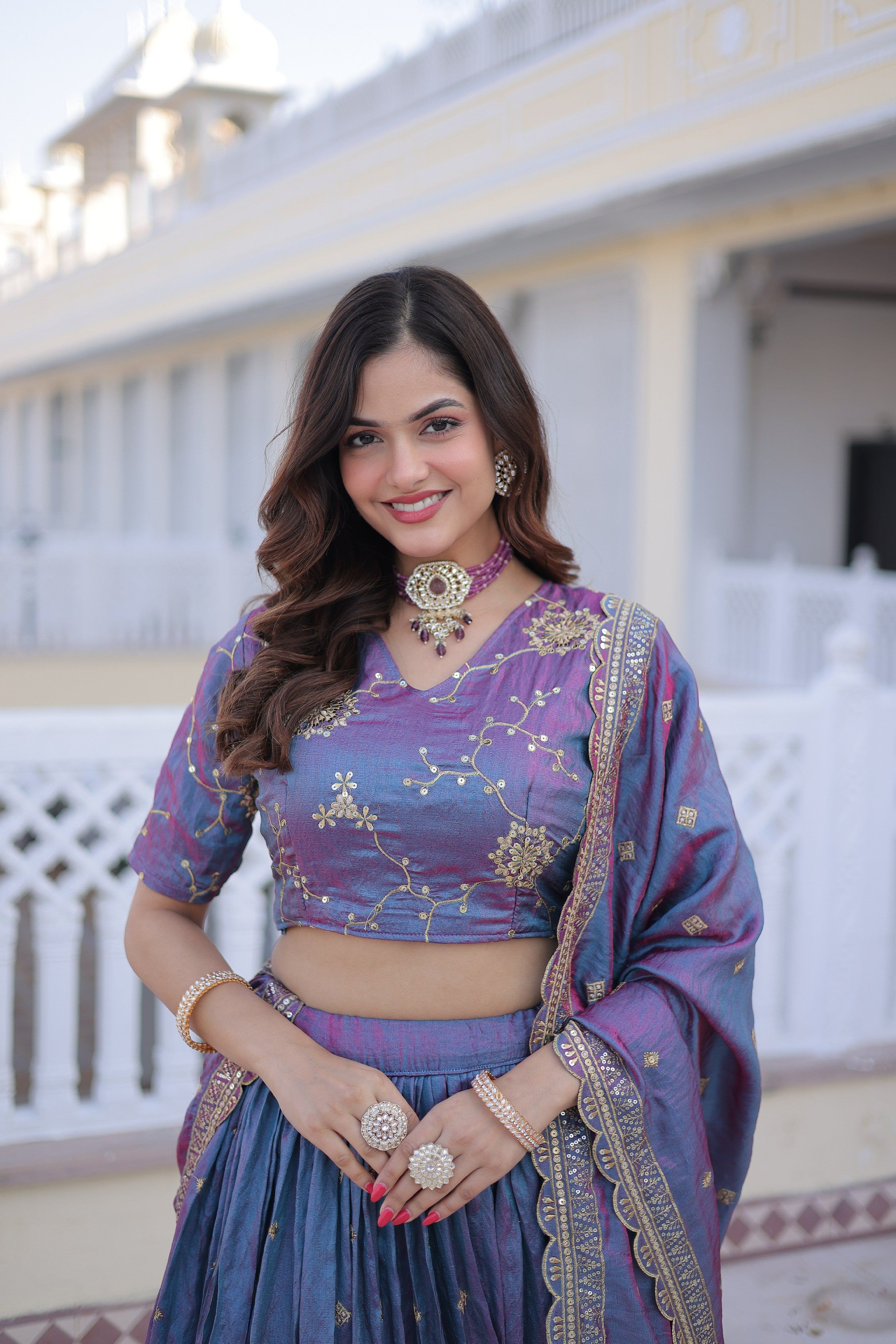 Silk Zari Embroidered Festival Lehenga Choli for Women