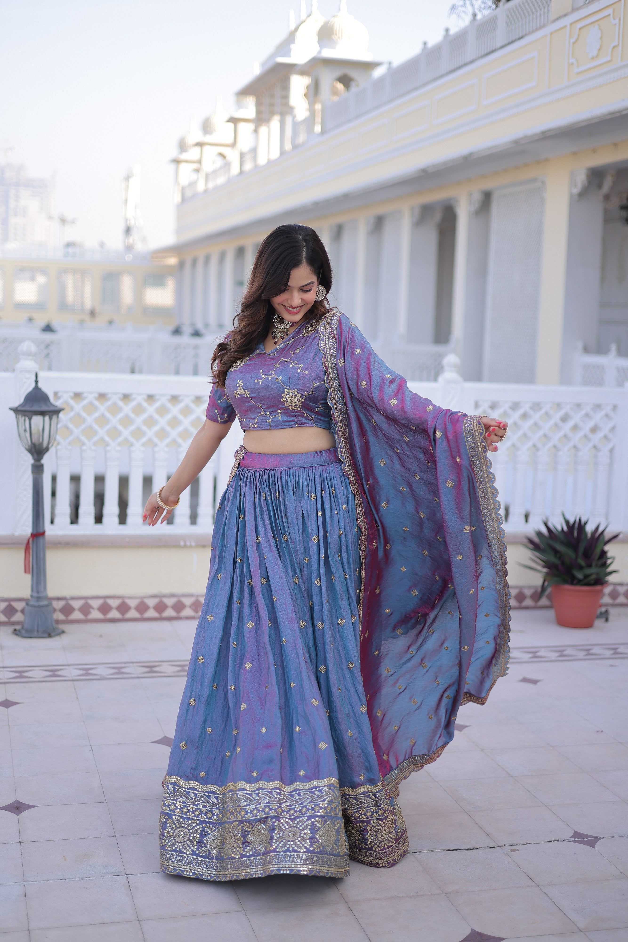 Silk Zari Embroidered Festival Lehenga Choli for Women