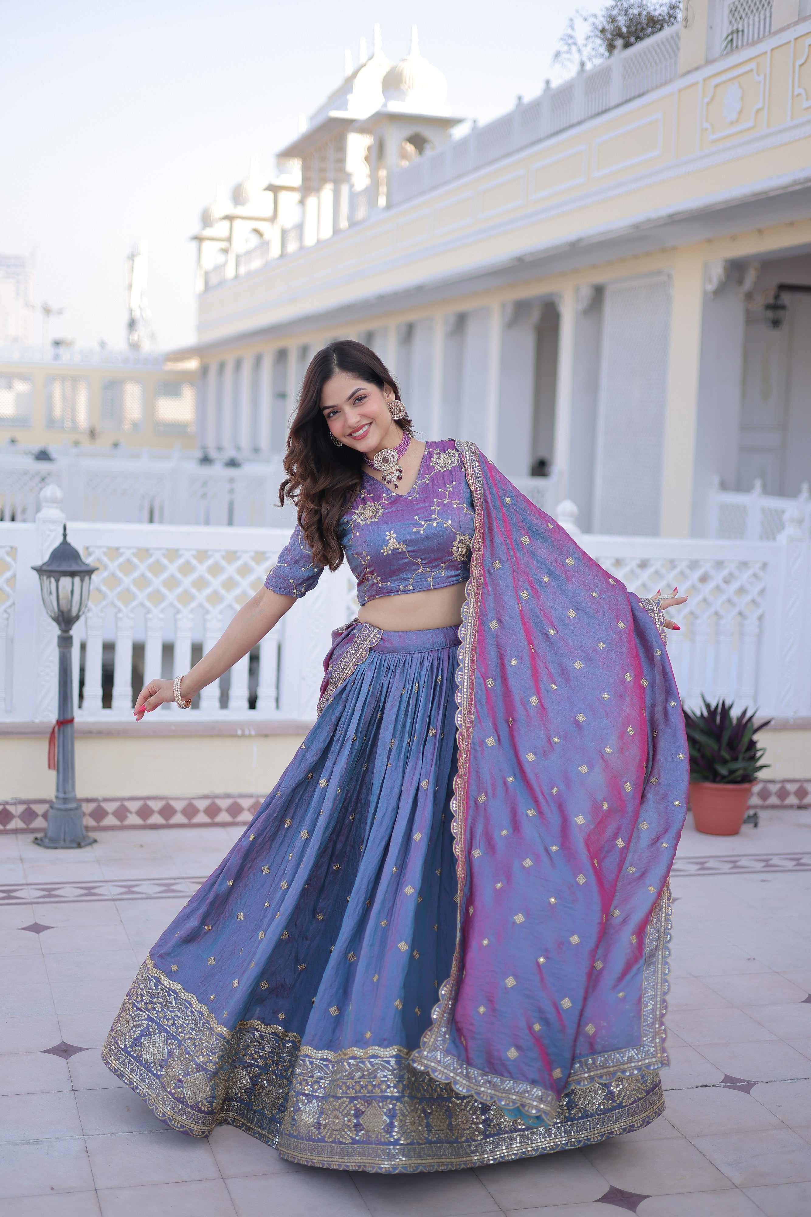 Silk Zari Embroidered Festival Lehenga Choli for Women