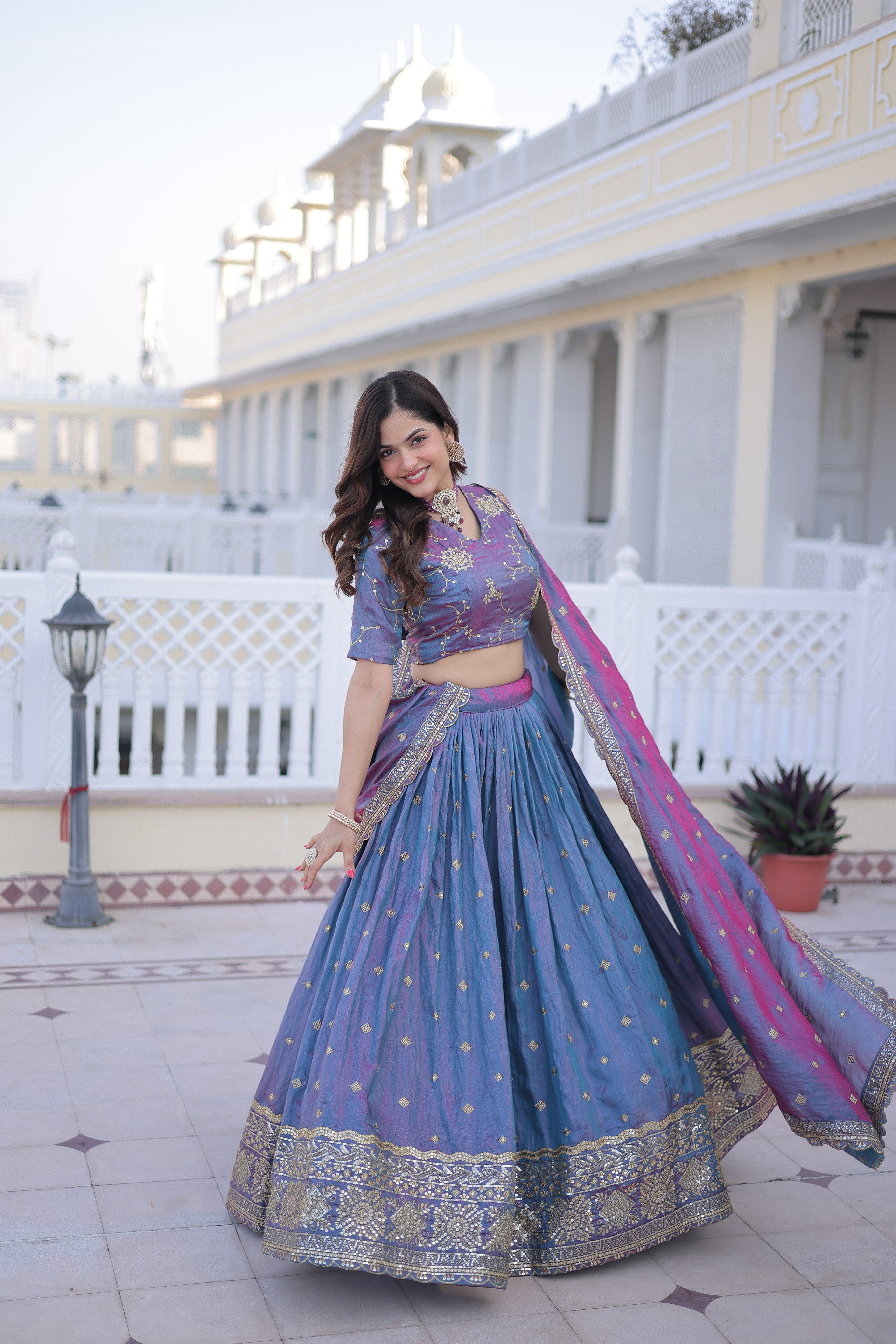 Silk Zari Embroidered Festival Lehenga Choli for Women