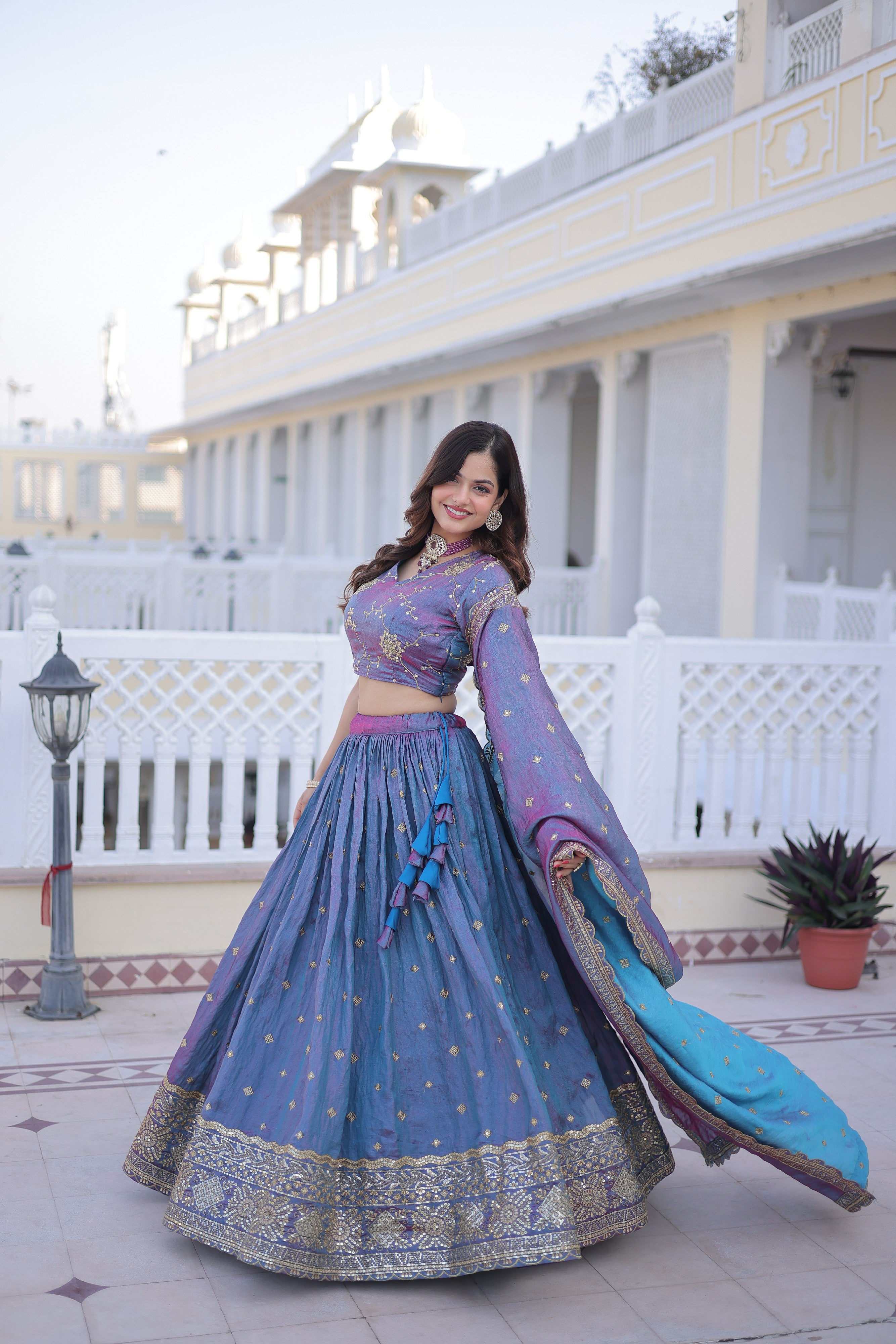 Silk Zari Embroidered Festival Lehenga Choli for Women