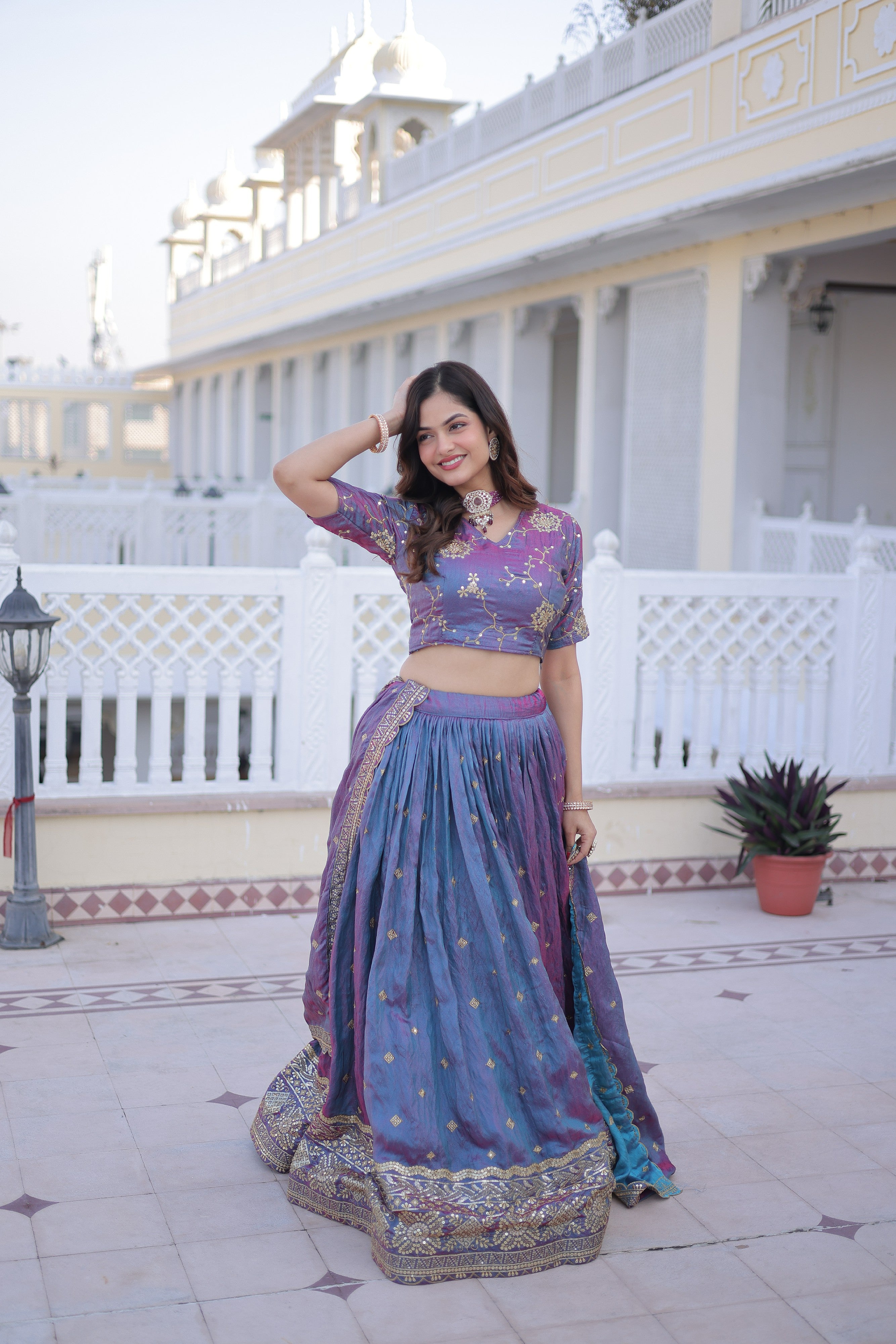 Silk Zari Embroidered Festival Lehenga Choli for Women