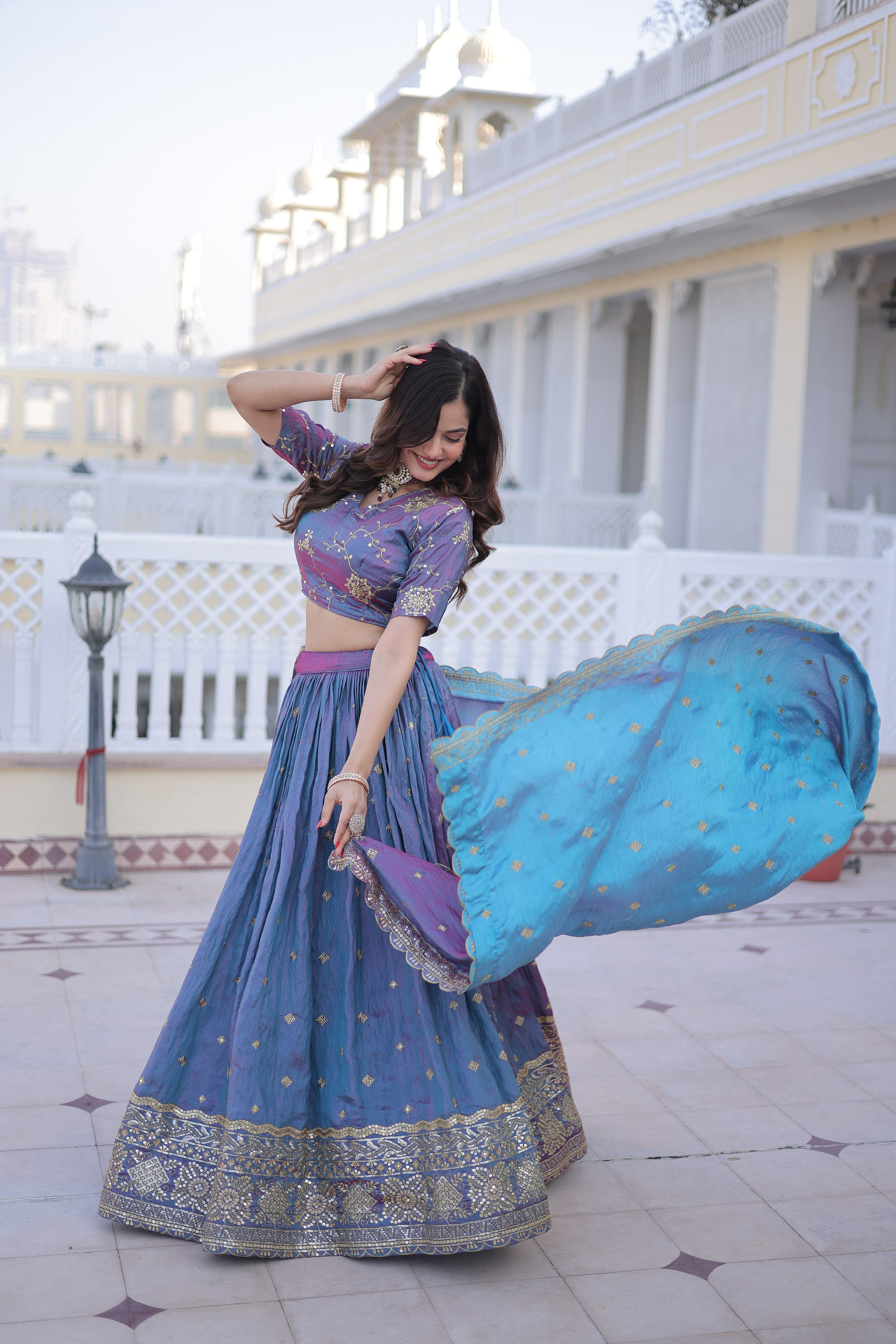 Silk Zari Embroidered Festival Lehenga Choli for Women