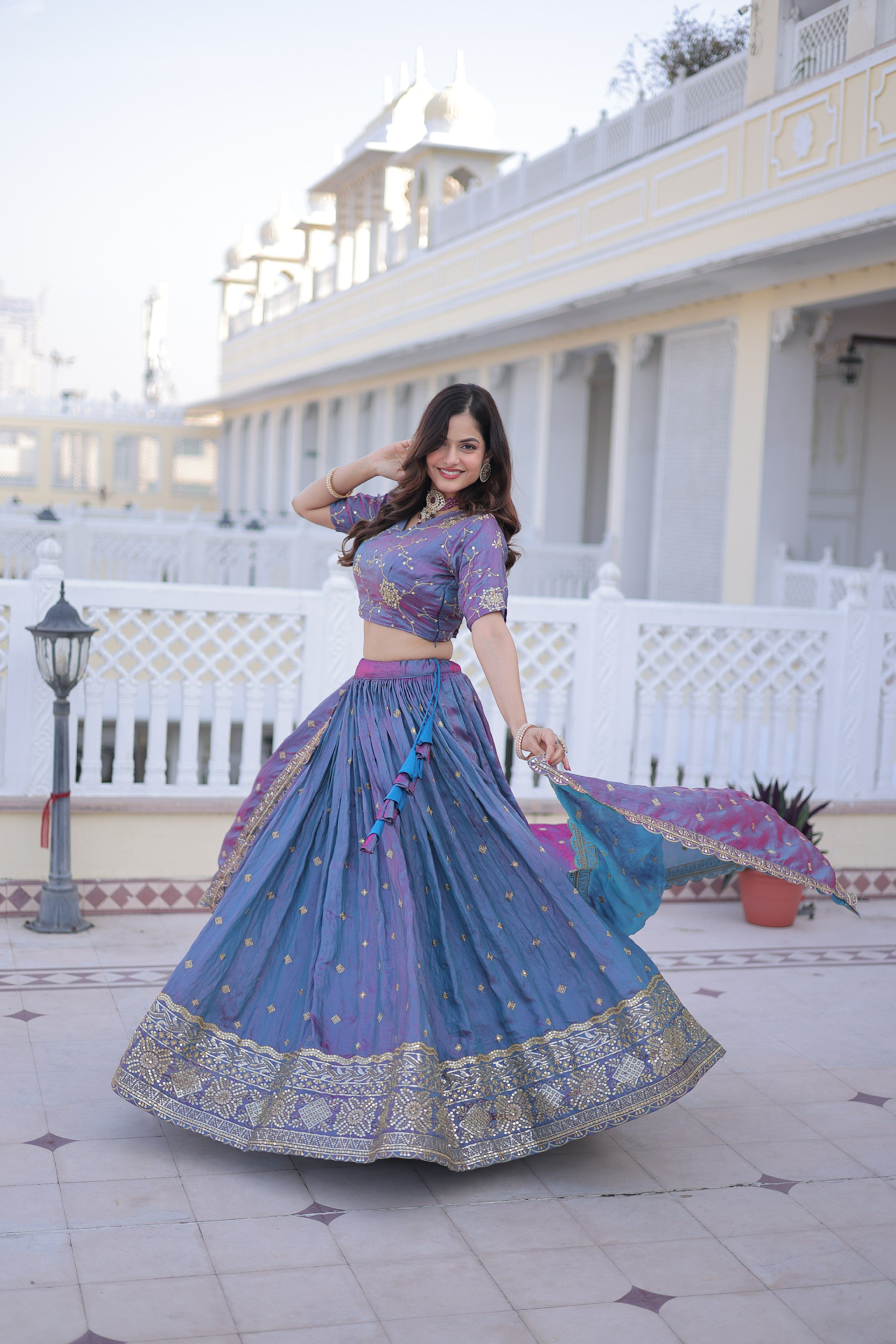Silk Zari Embroidered Festival Lehenga Choli for Women