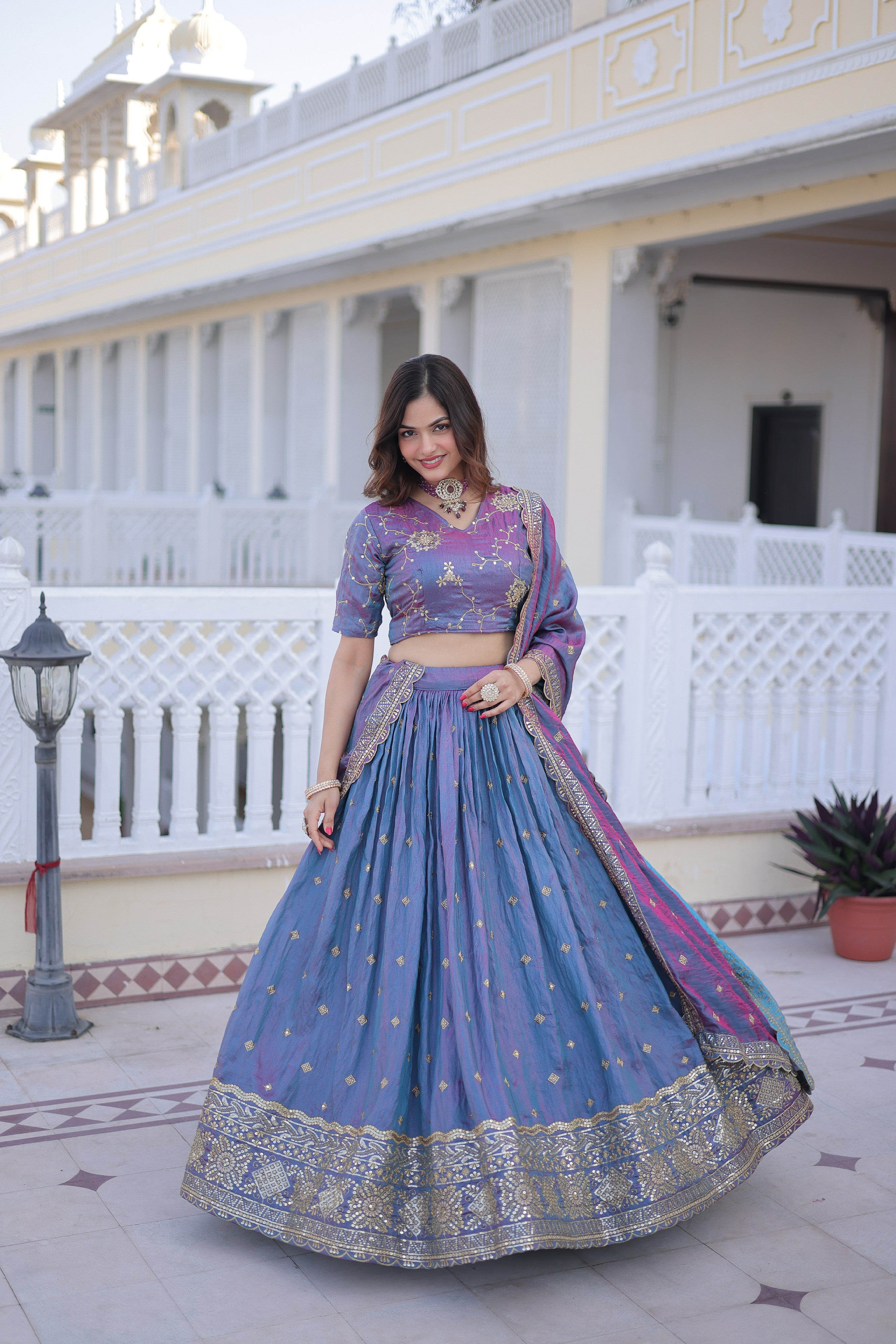 Silk Zari Embroidered Festival Lehenga Choli for Women