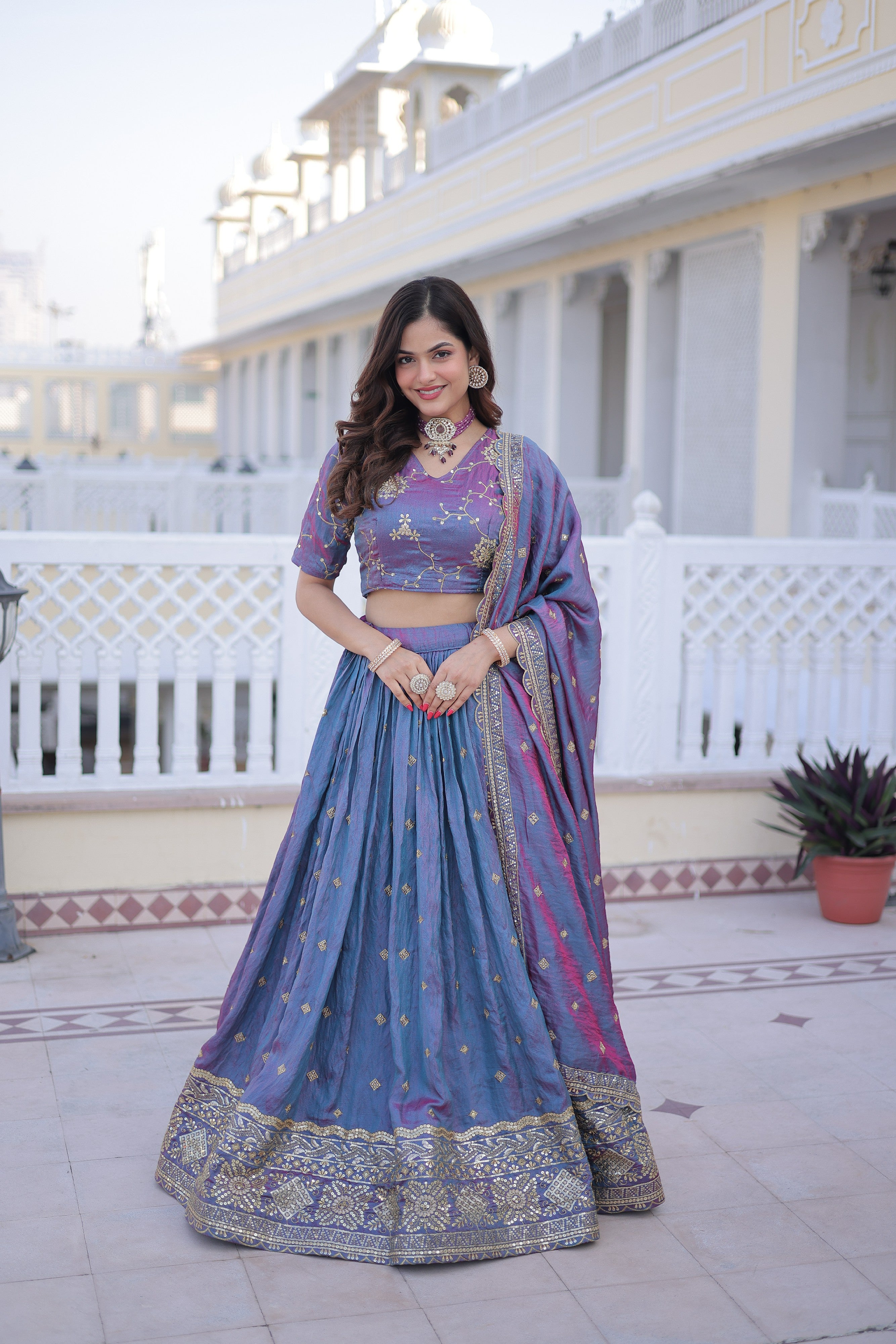 Silk Zari Embroidered Festival Lehenga Choli for Women