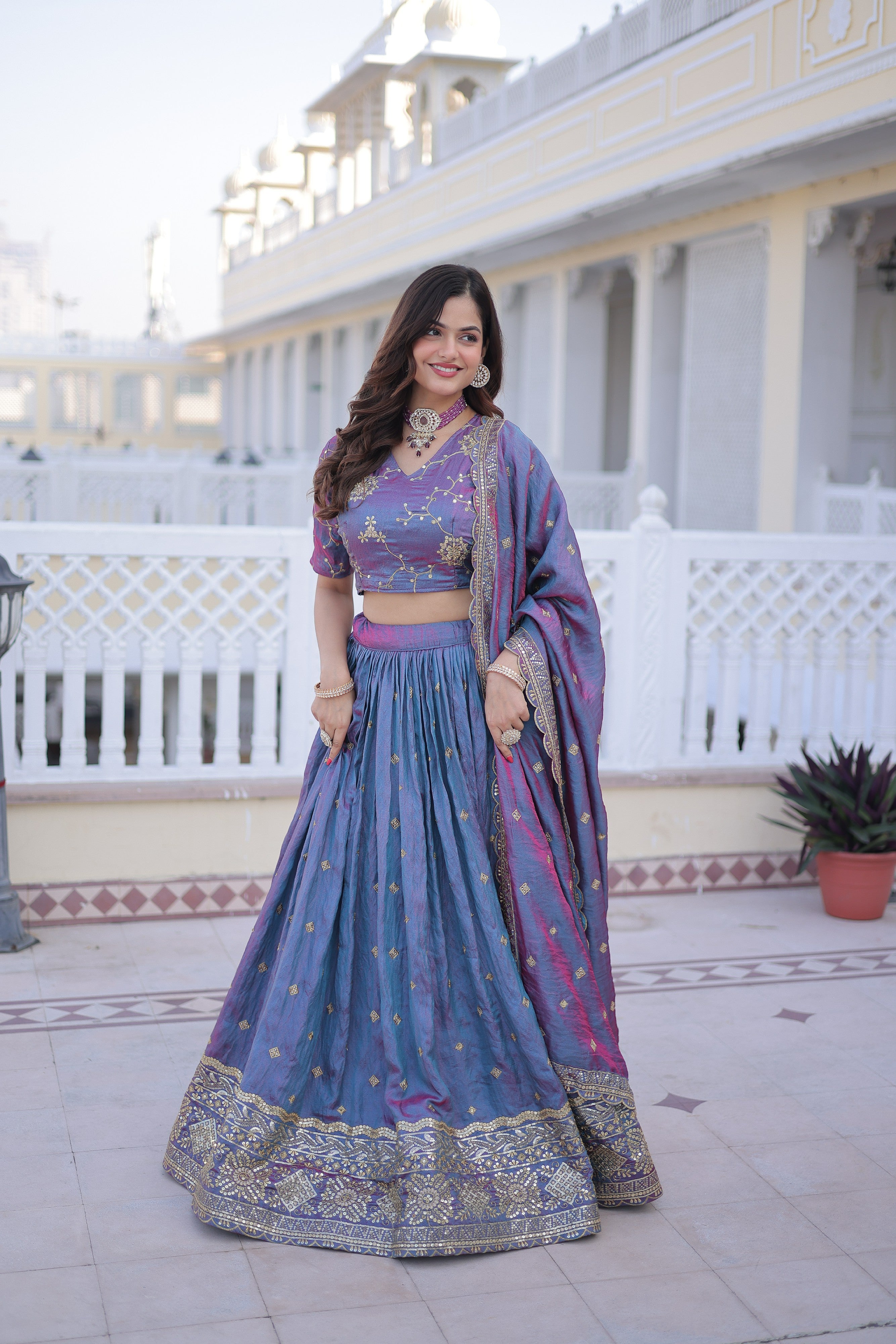 Silk Zari Embroidered Festival Lehenga Choli for Women