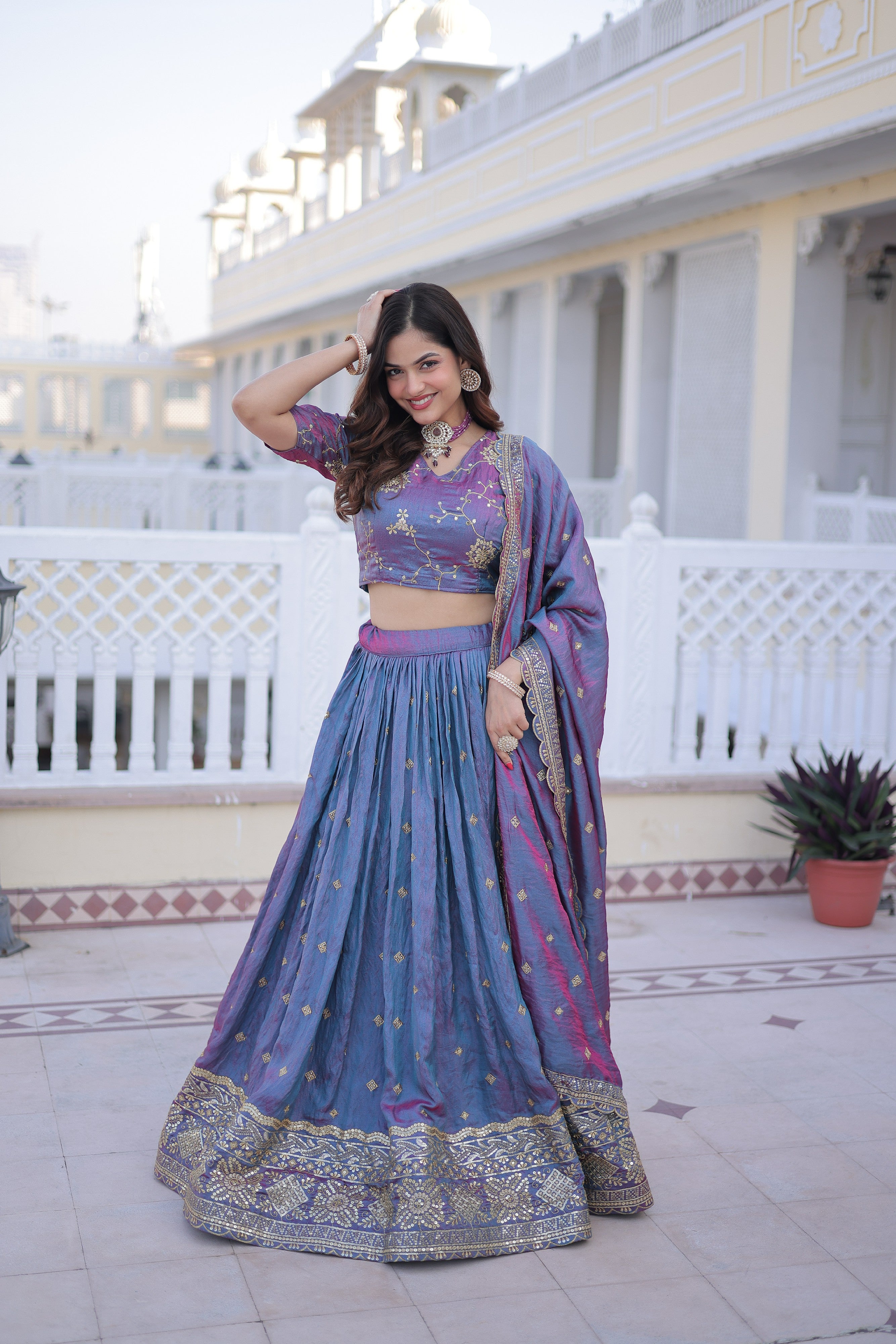 Silk Zari Embroidered Festival Lehenga Choli for Women