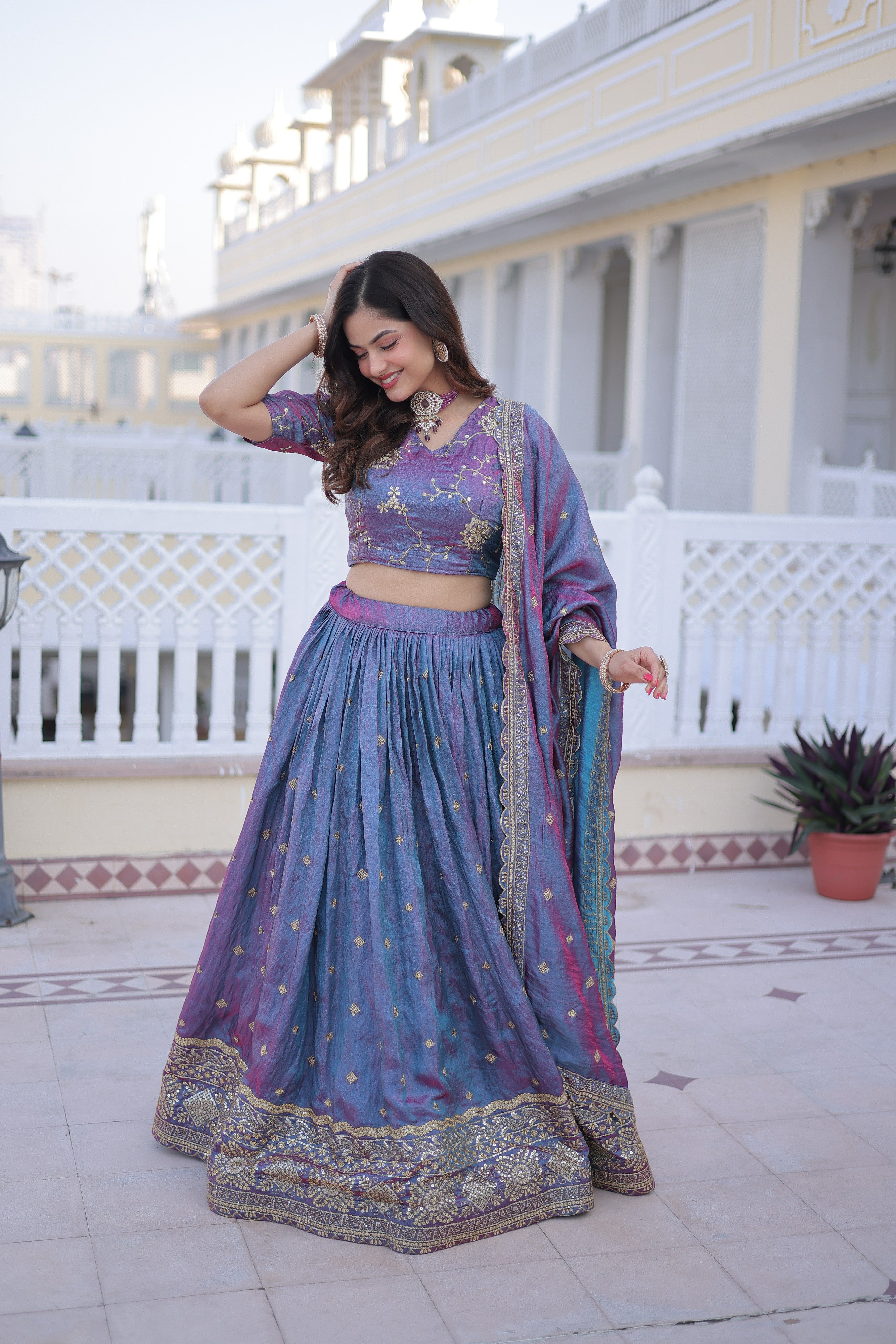 Silk Zari Embroidered Festival Lehenga Choli for Women
