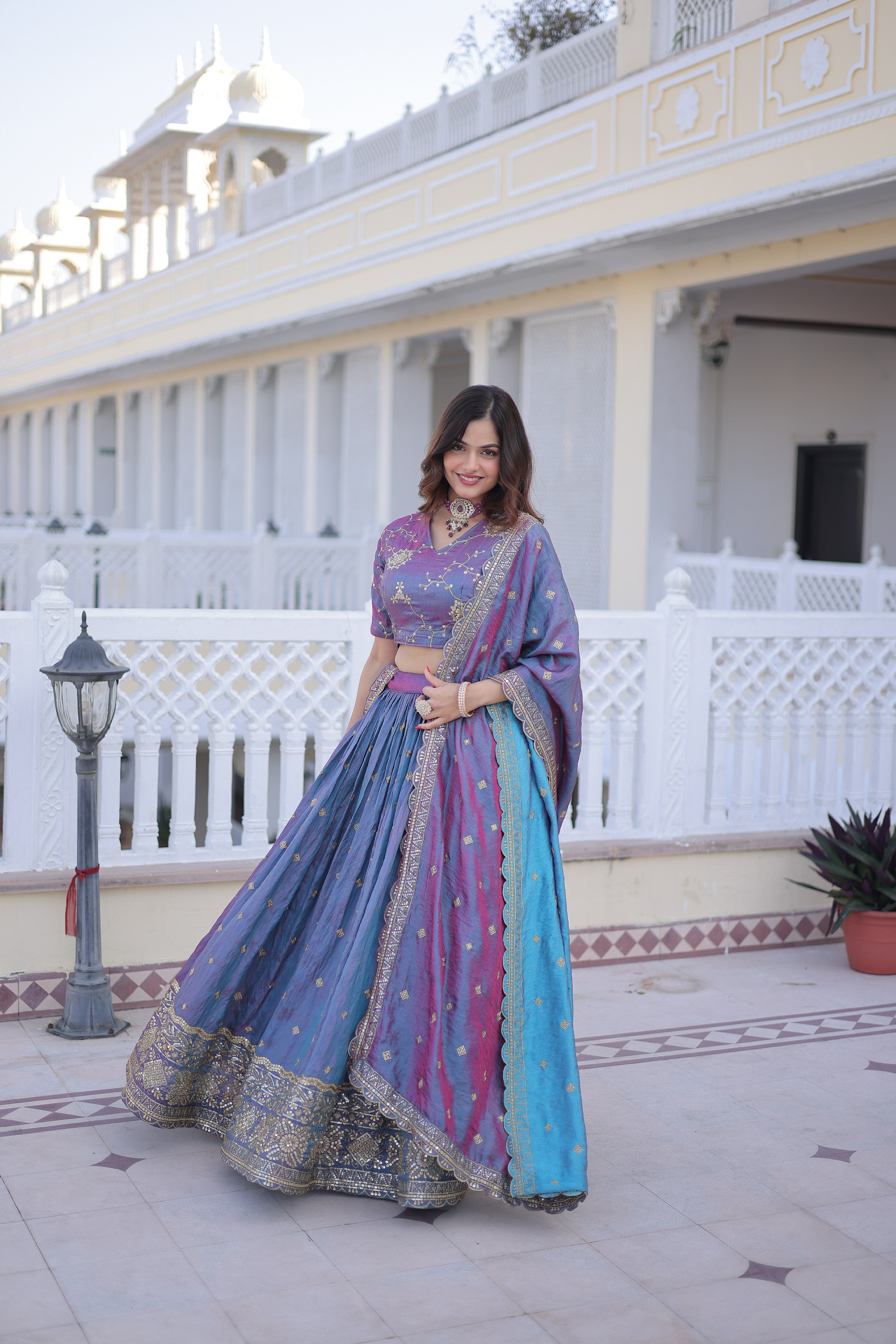 Silk Zari Embroidered Festival Lehenga Choli for Women