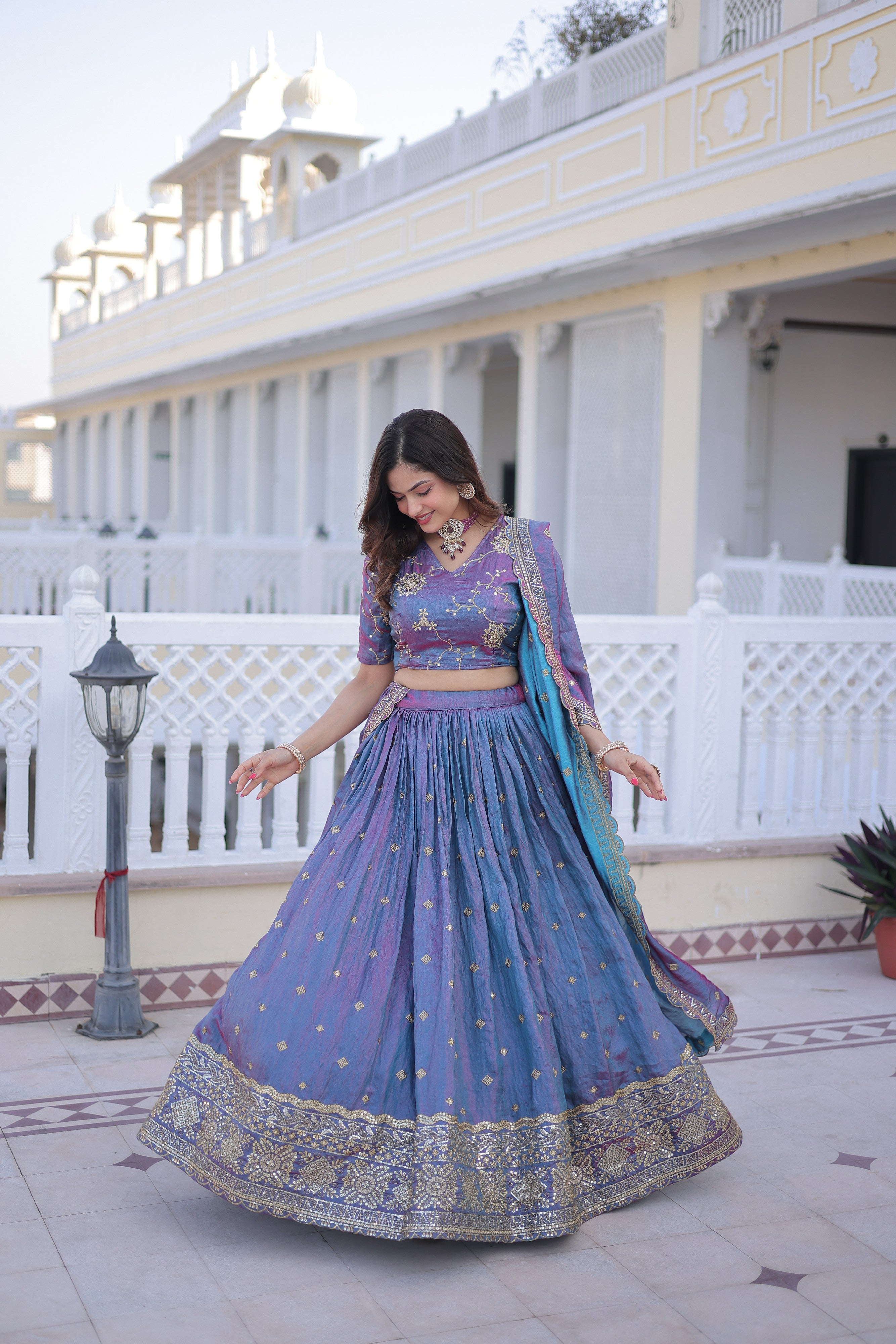 Silk Zari Embroidered Festival Lehenga Choli for Women