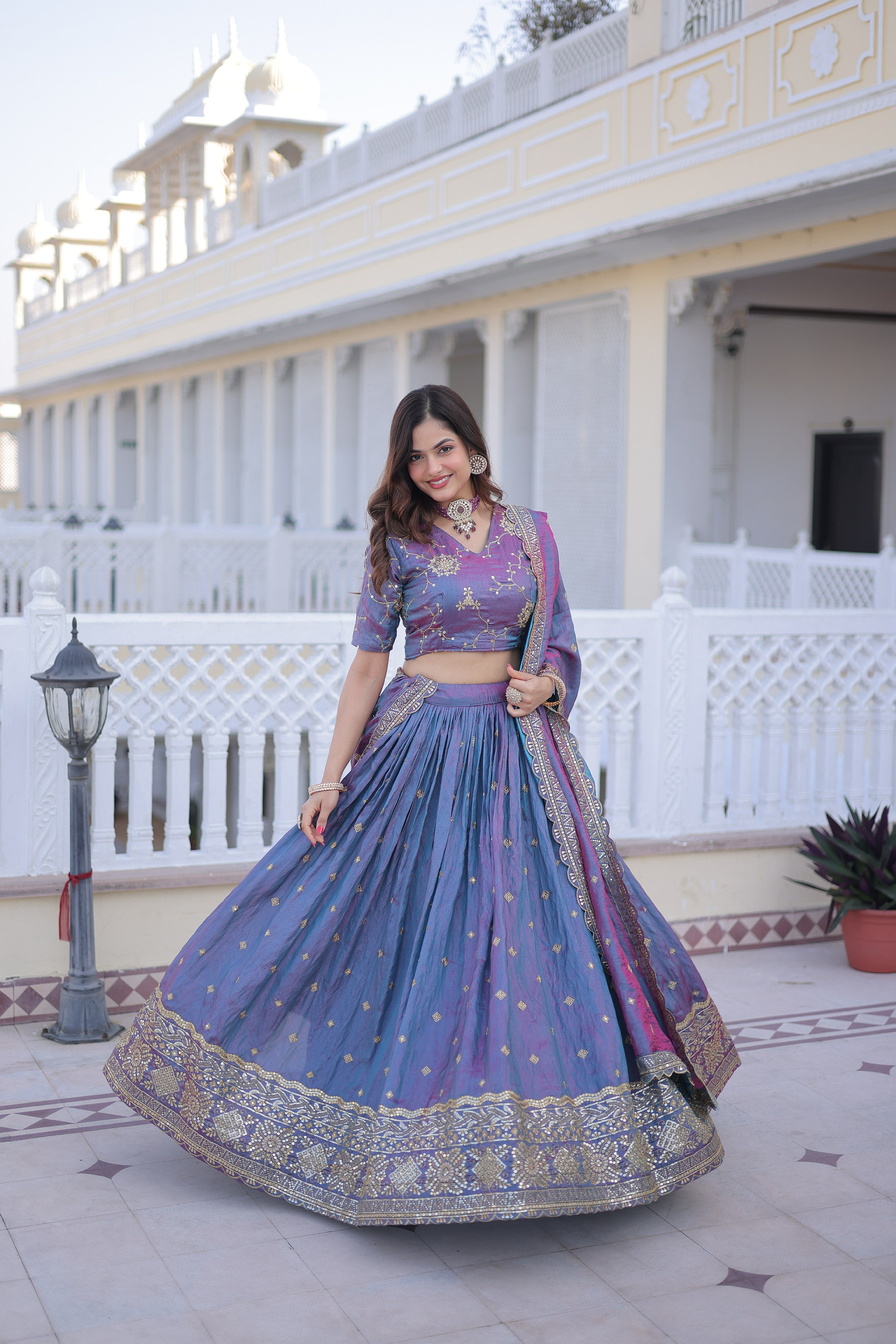 Silk Zari Embroidered Festival Lehenga Choli for Women