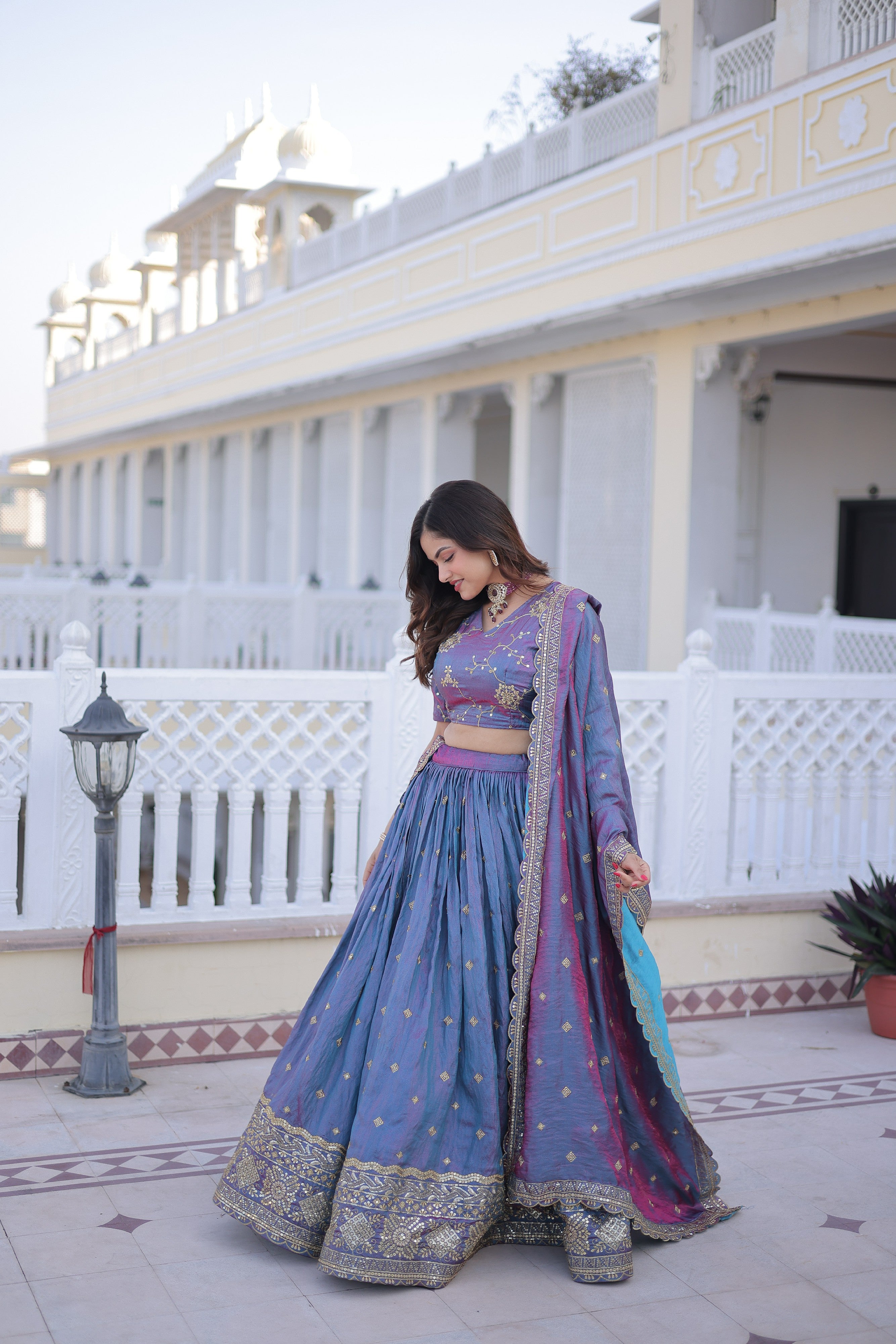 Silk Zari Embroidered Festival Lehenga Choli for Women