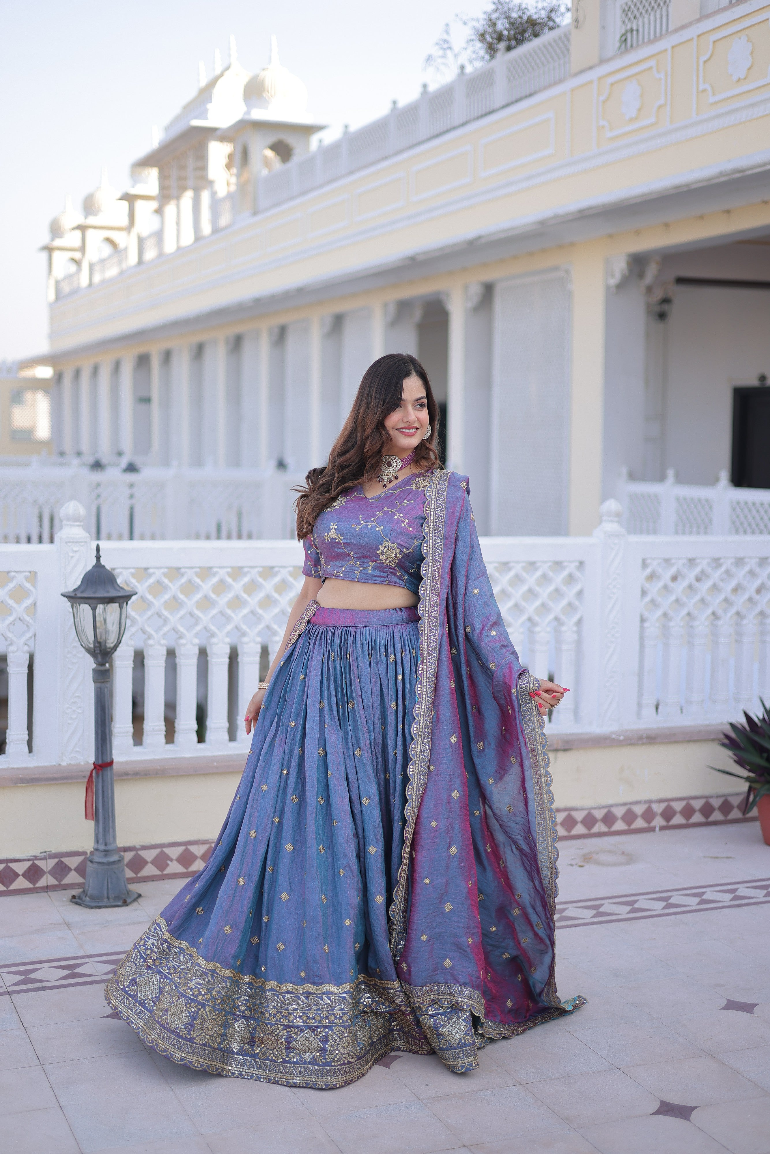 Silk Zari Embroidered Festival Lehenga Choli for Women