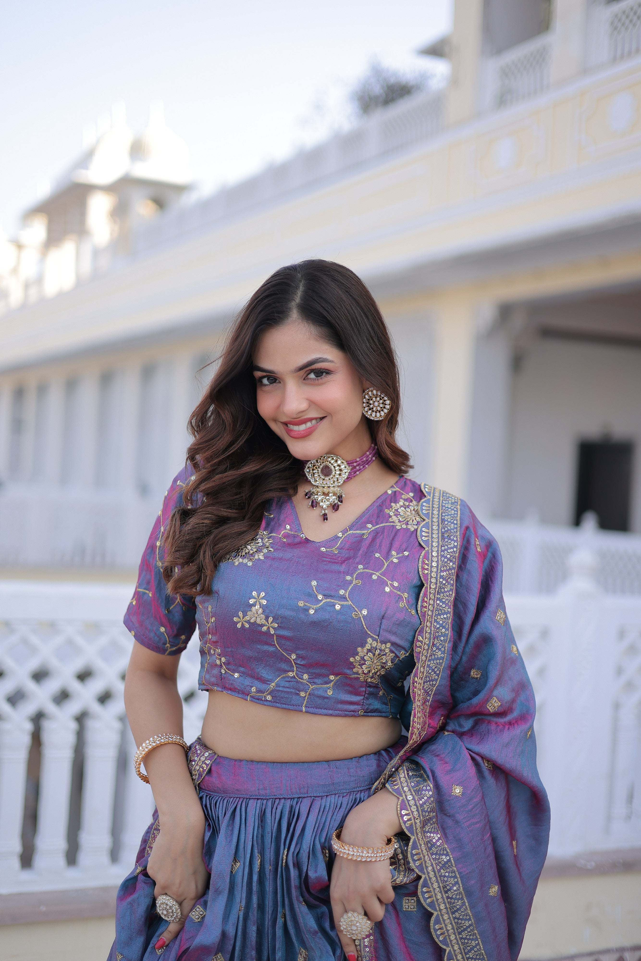 Silk Zari Embroidered Festival Lehenga Choli for Women