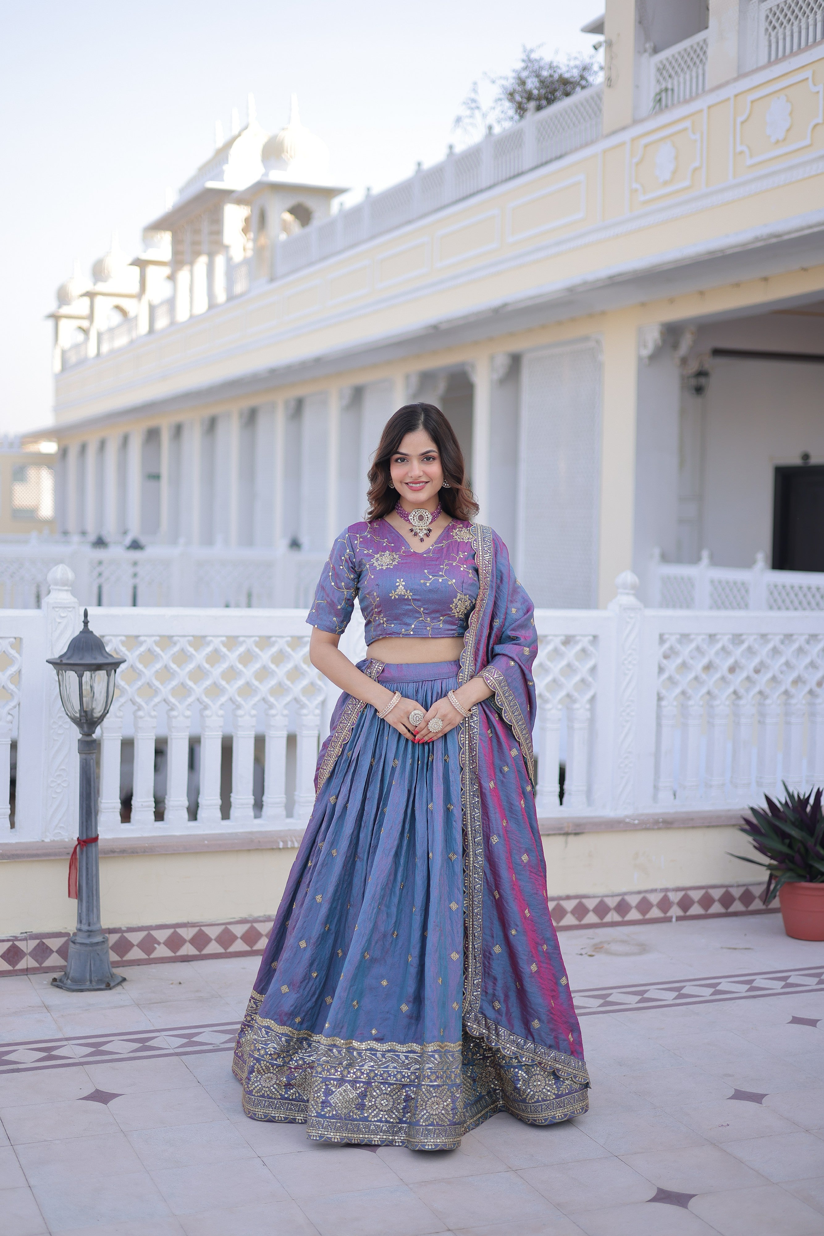 Silk Zari Embroidered Festival Lehenga Choli for Women
