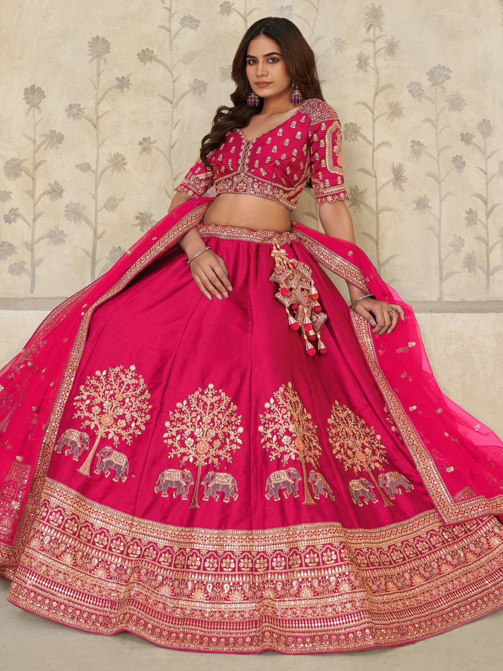Pink Bewitching Sequins Silk Engagement Wear Lehenga Choli With Dupatta for Women