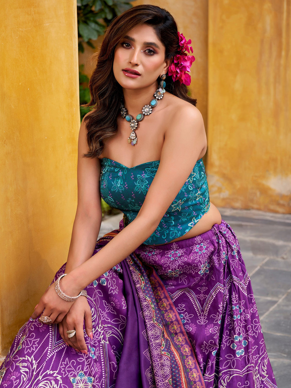 Purple Silk Digital Printed Function Lehenga Choli With Dupatta