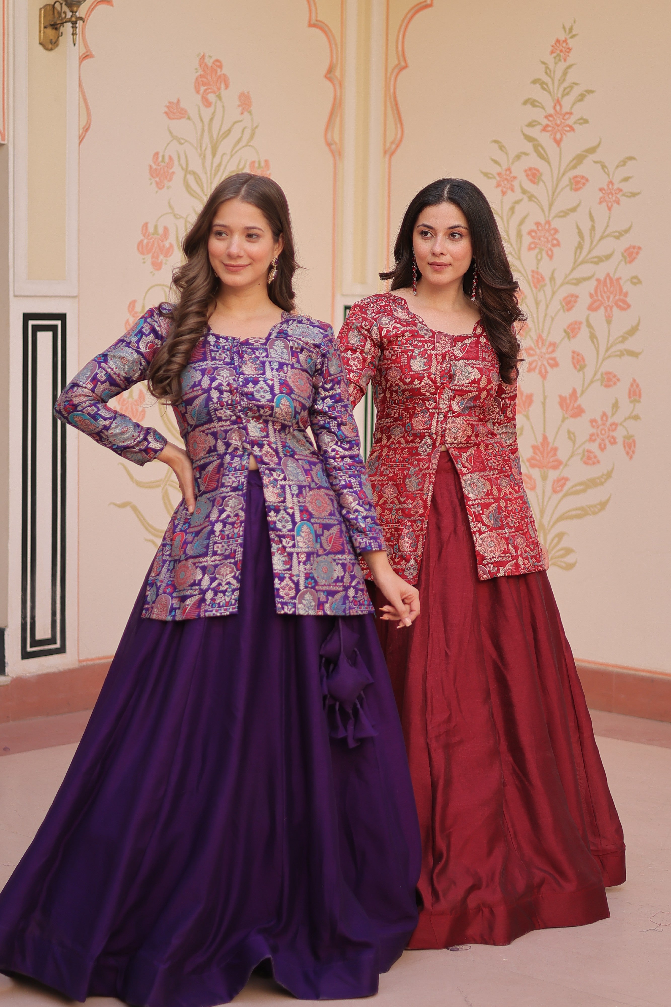 Silk Zari Weaving Bridesmaids Lehenga With Jacket