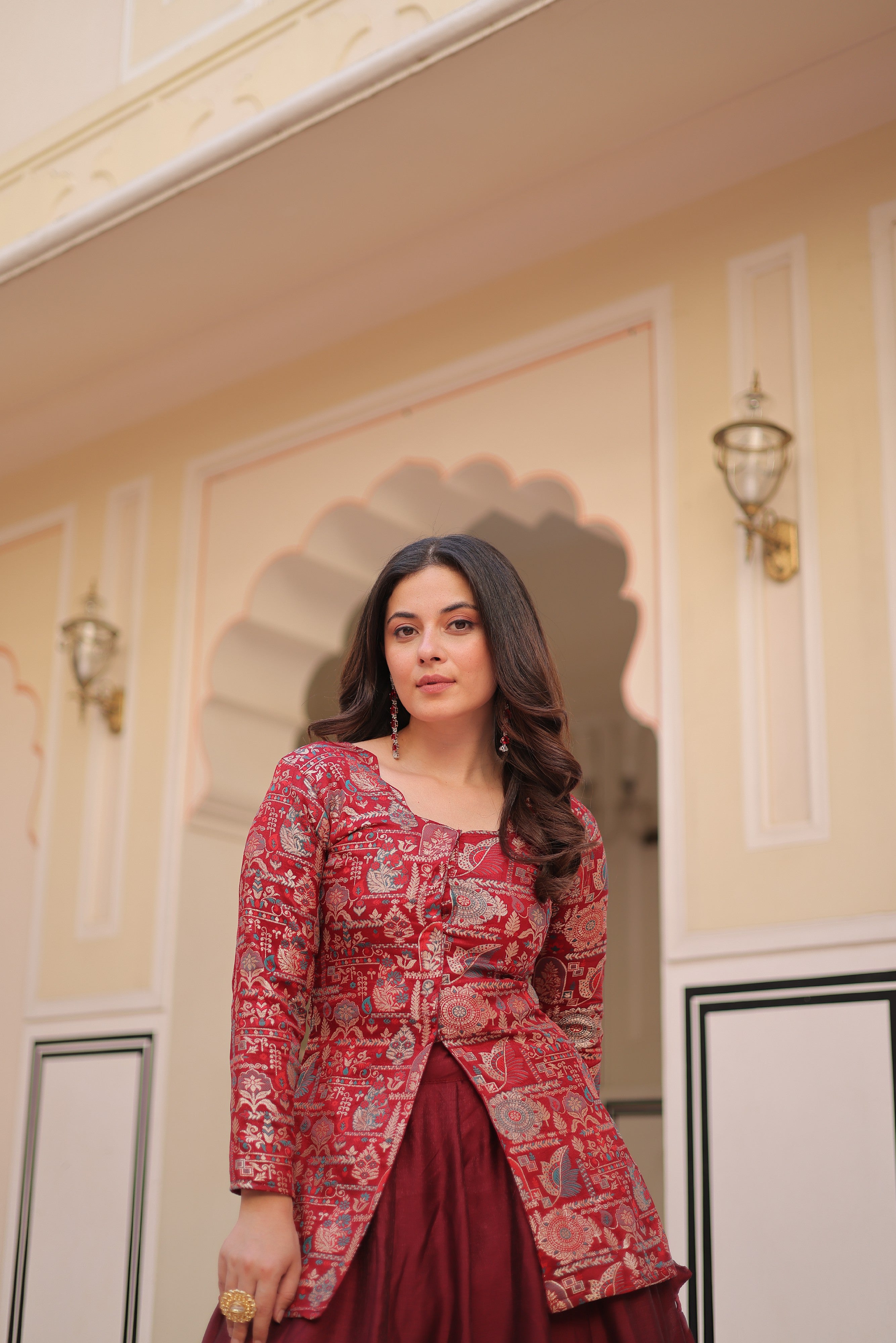Silk Zari Weaving Bridesmaids Lehenga With Jacket