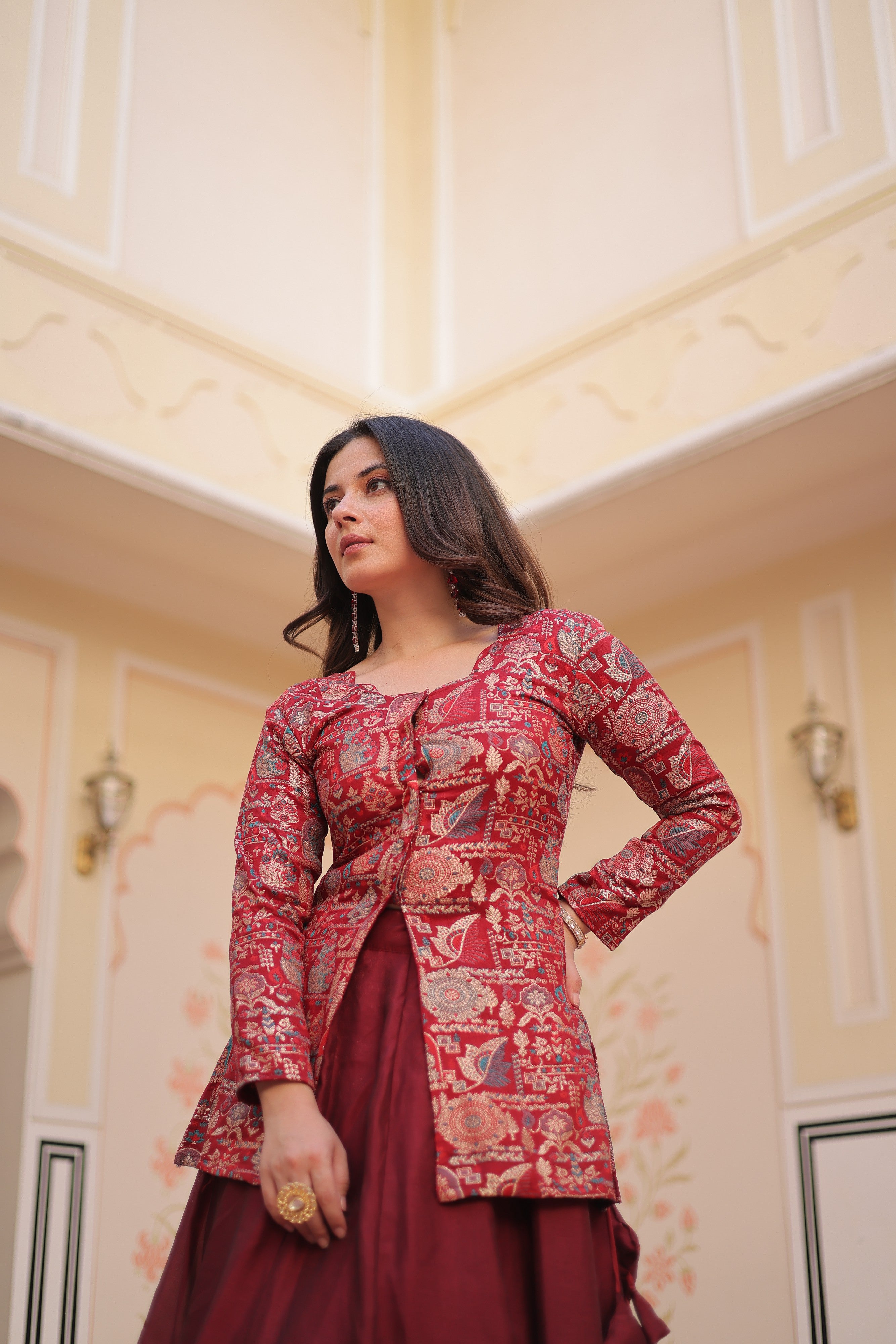 Silk Zari Weaving Bridesmaids Lehenga With Jacket