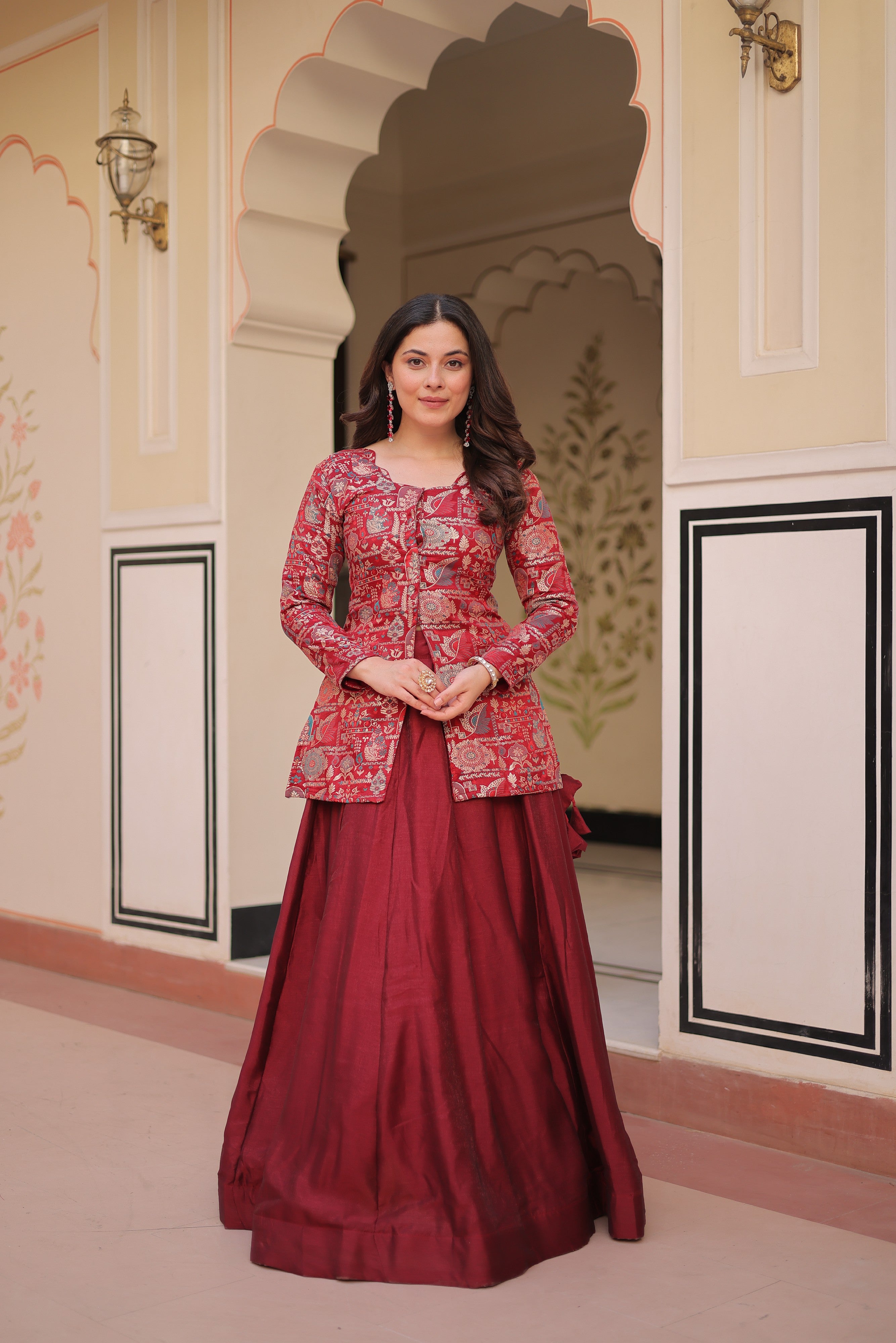 Silk Zari Weaving Bridesmaids Lehenga With Jacket