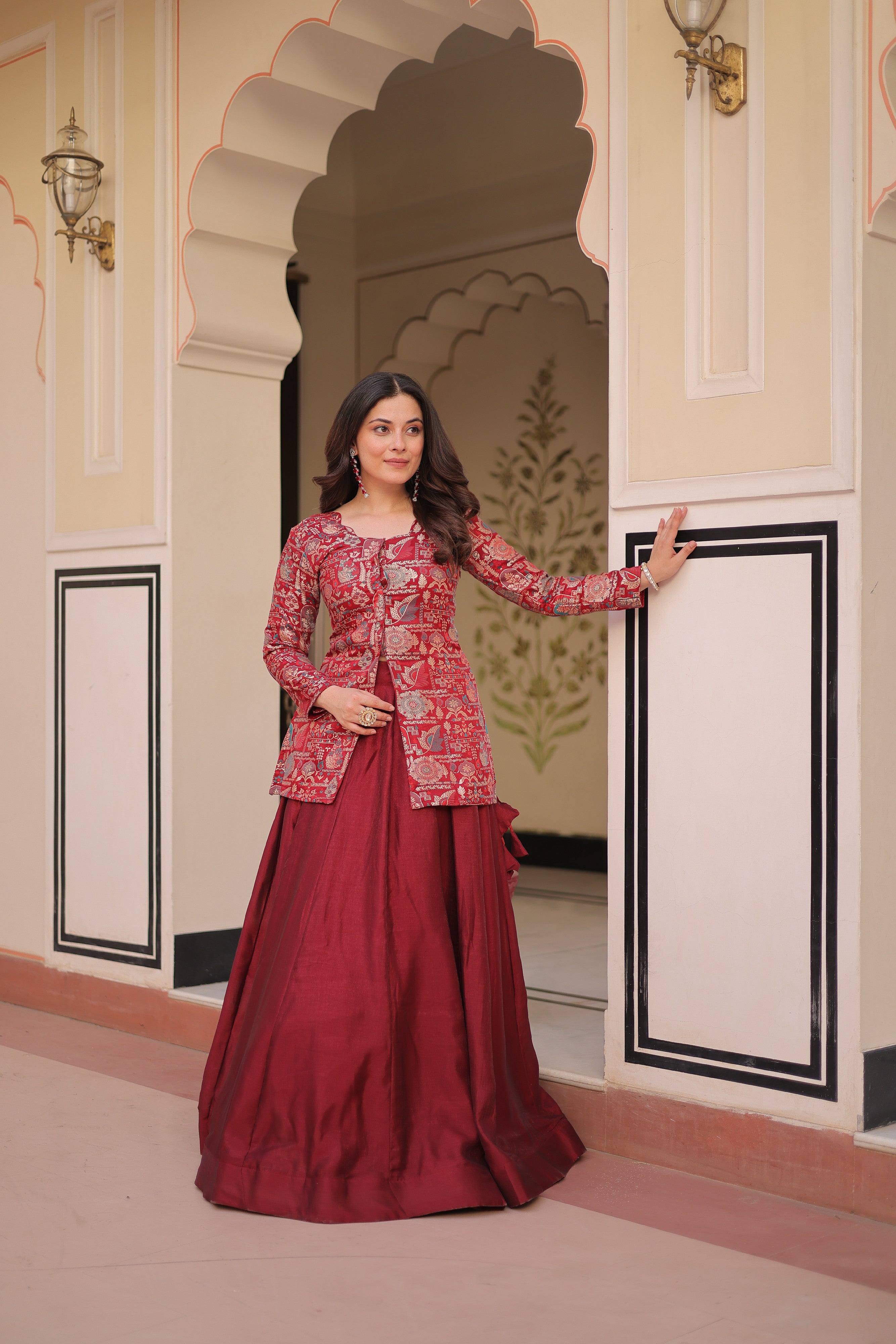 Silk Zari Weaving Bridesmaids Lehenga With Jacket