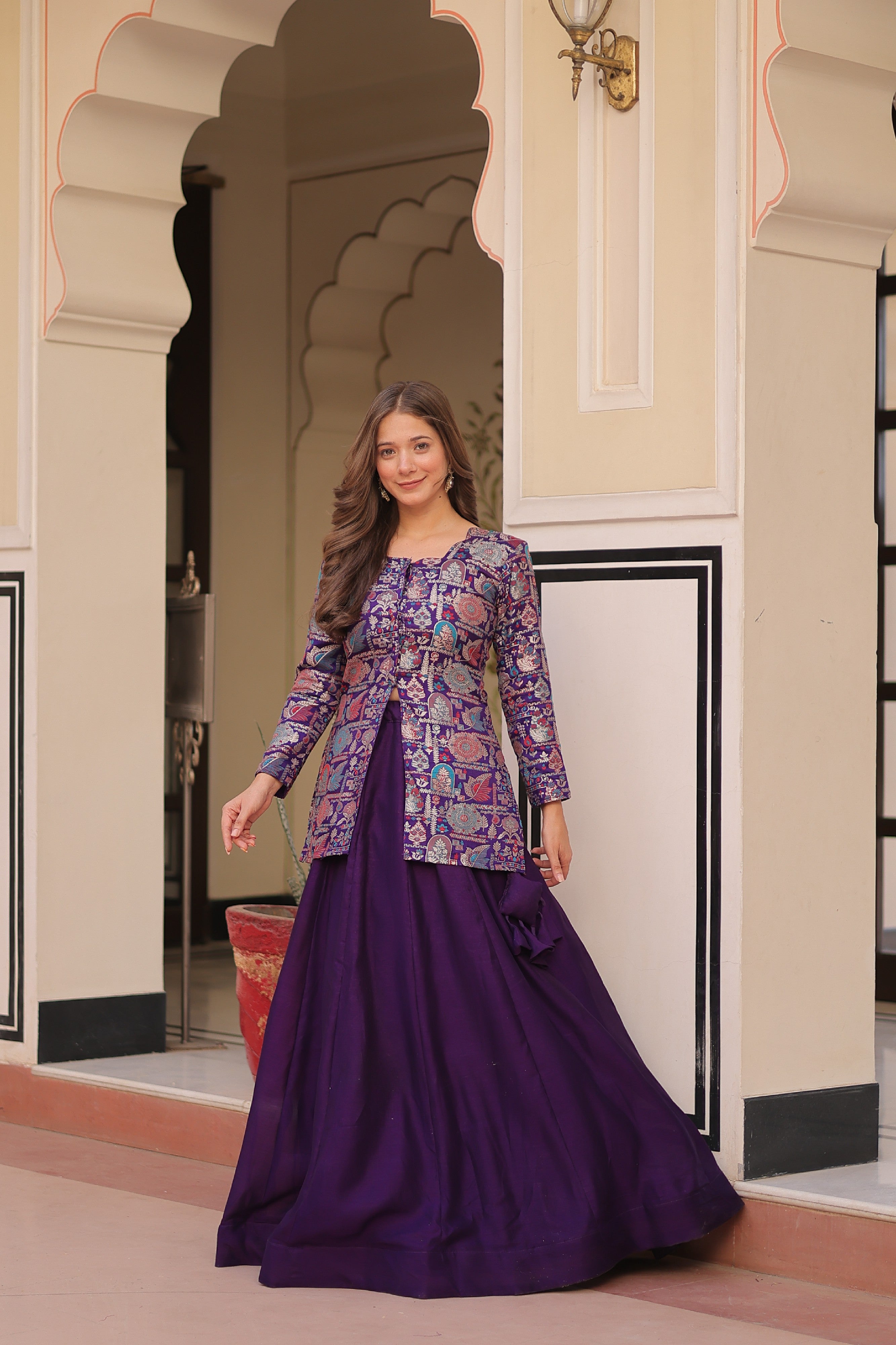 Silk Zari Weaving Bridesmaids Lehenga With Jacket