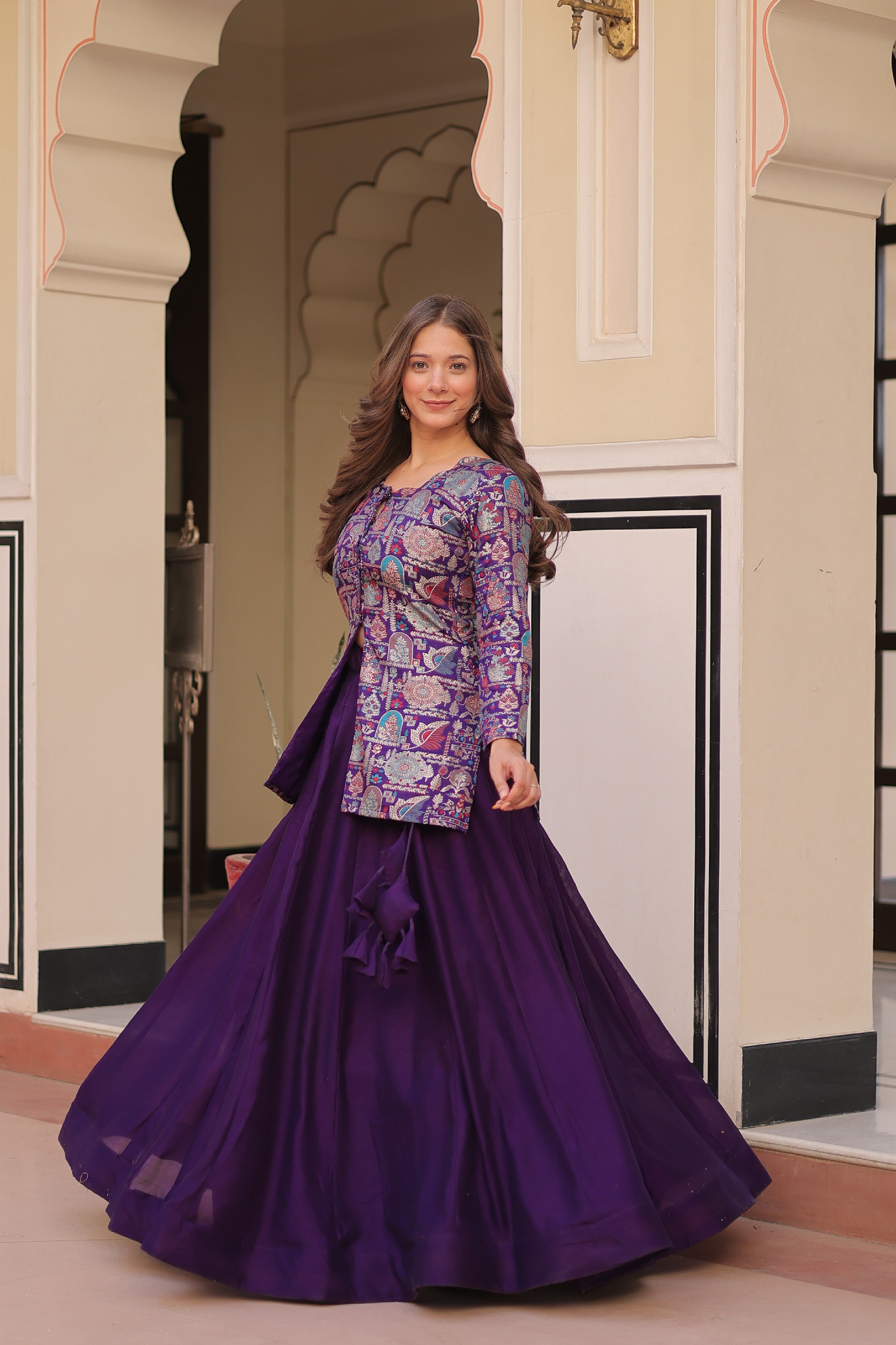 Silk Zari Weaving Bridesmaids Lehenga With Jacket