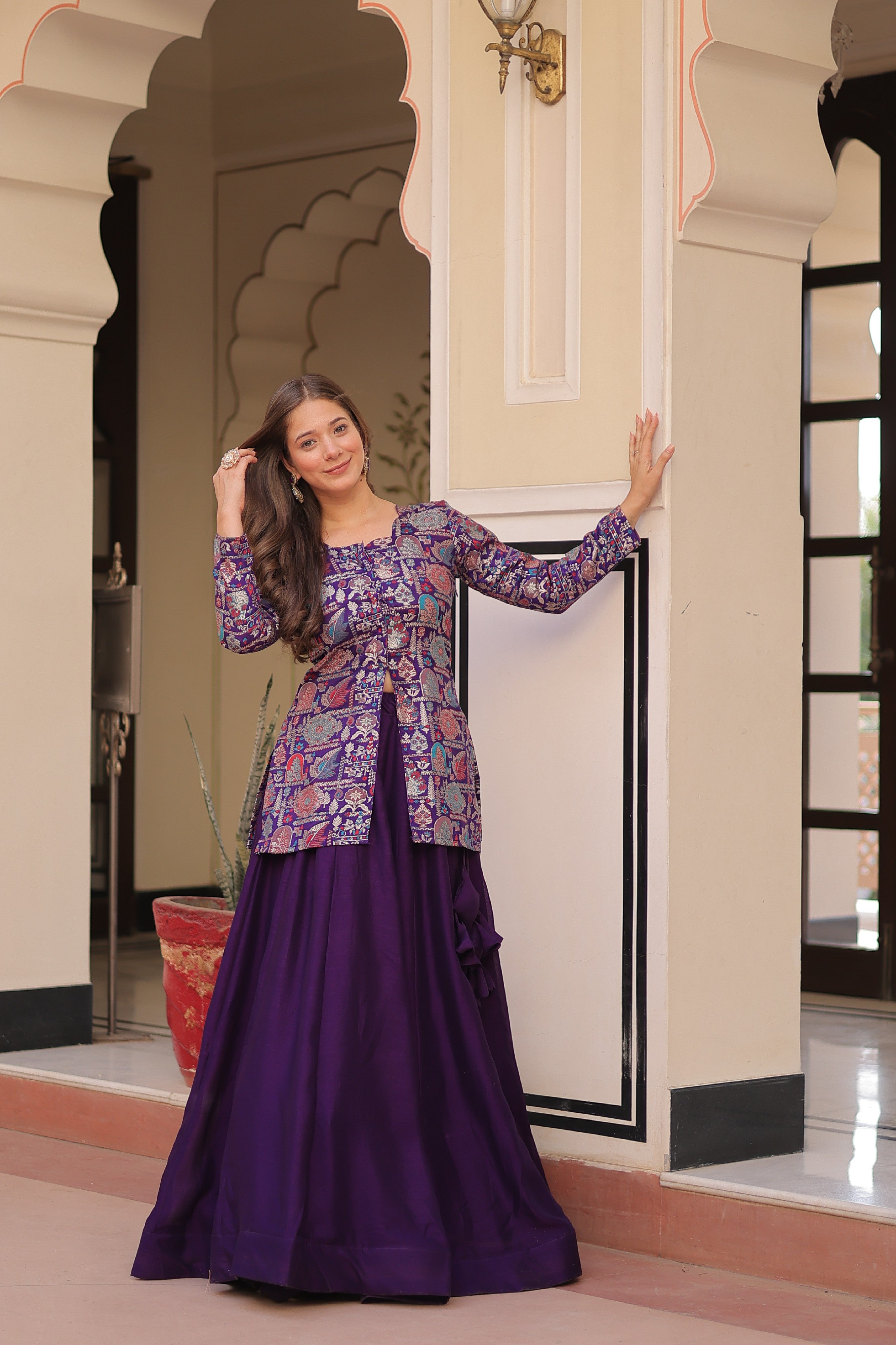 Silk Zari Weaving Bridesmaids Lehenga With Jacket