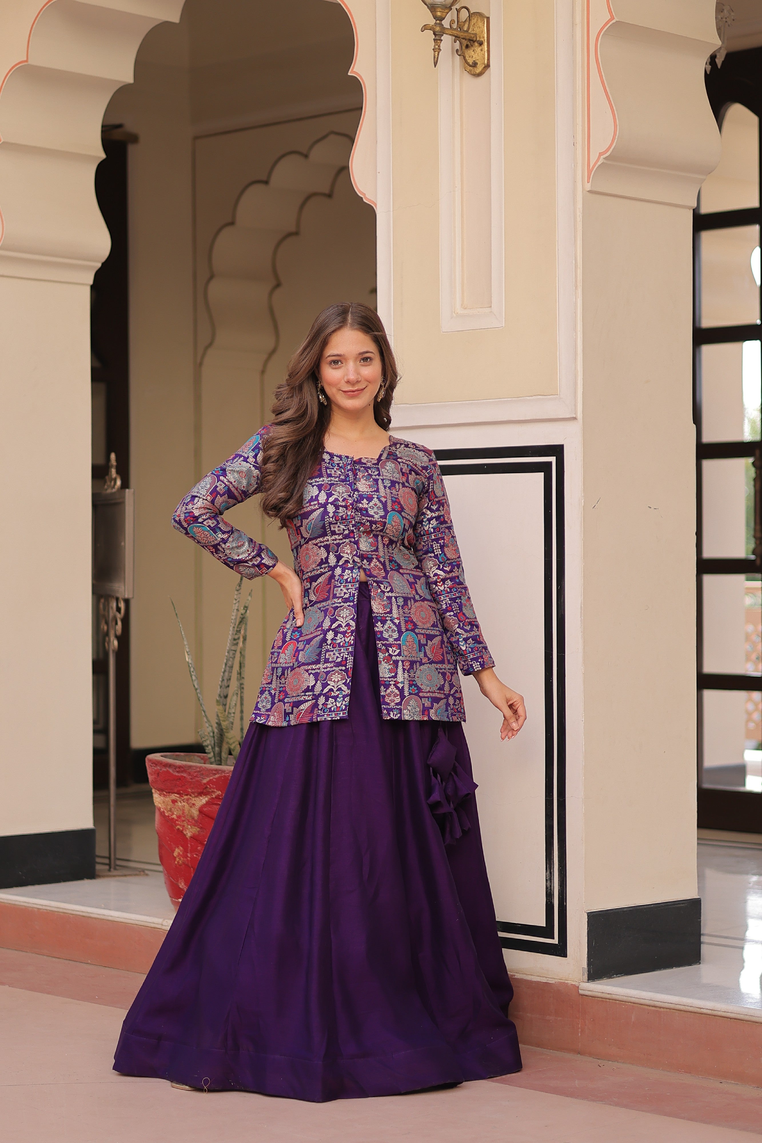 Silk Zari Weaving Bridesmaids Lehenga With Jacket