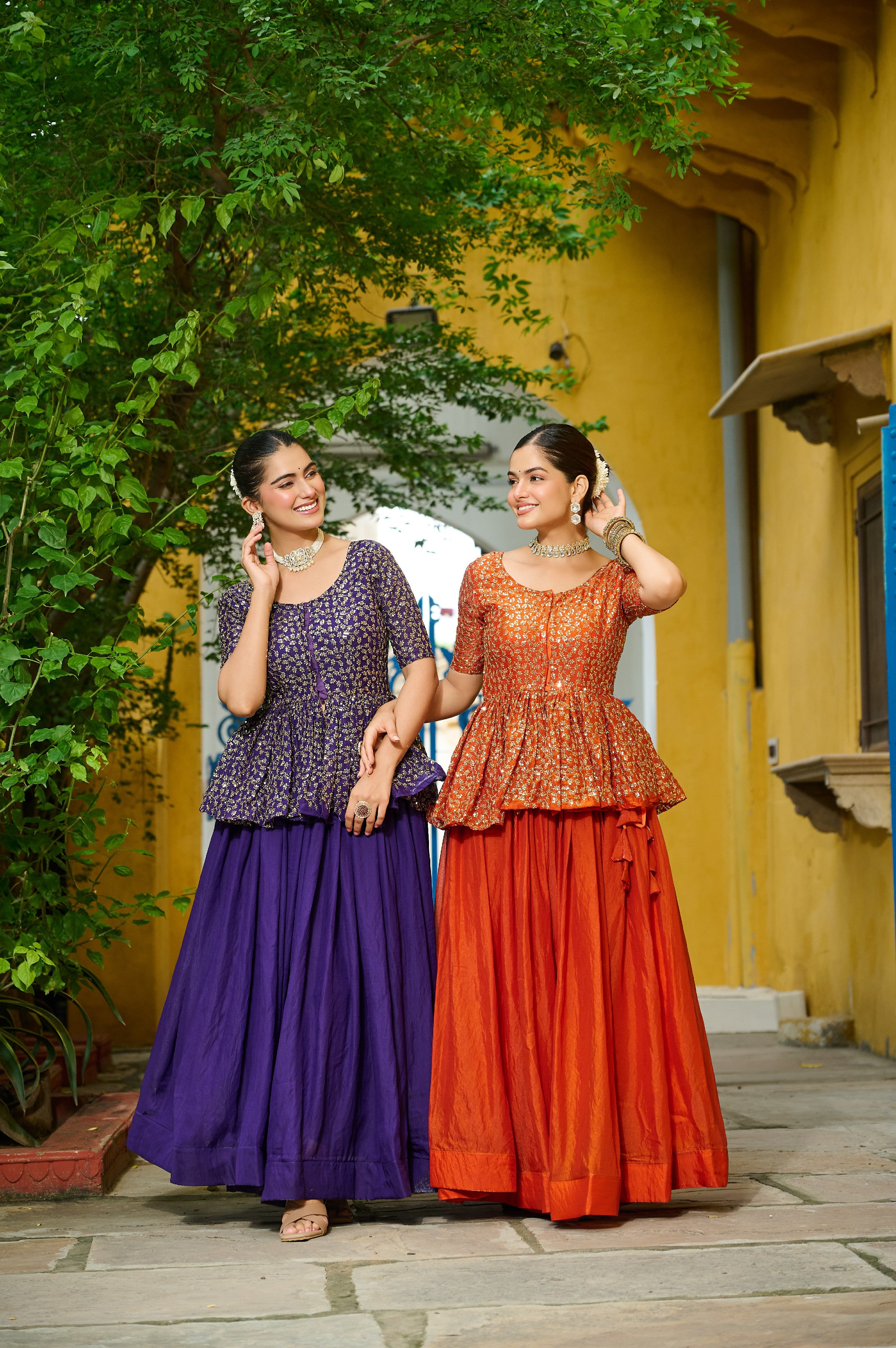 Silk Function Wear Lehenga With Peplum Top