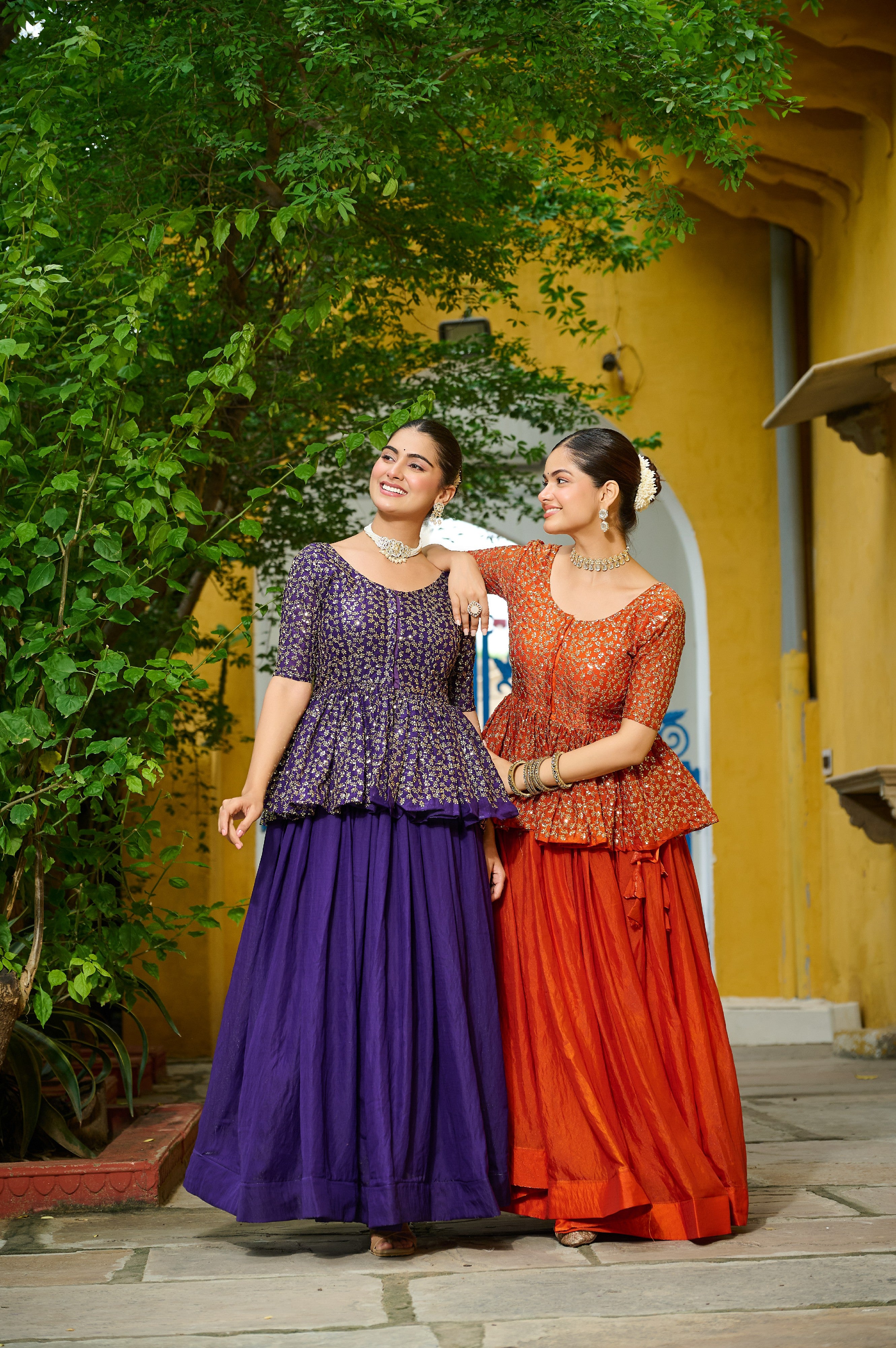 Silk Function Wear Lehenga With Peplum Top