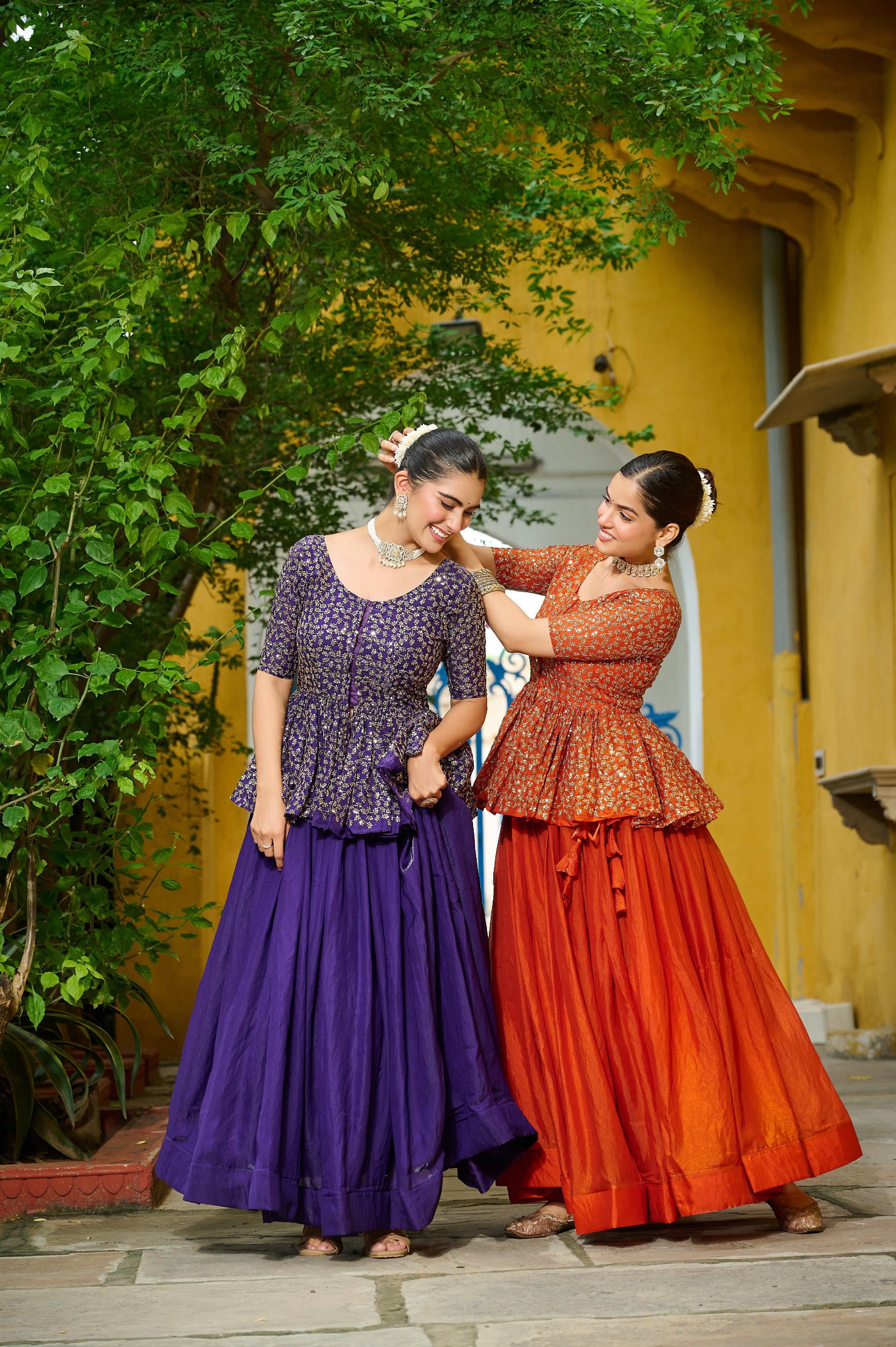 Silk Function Wear Lehenga With Peplum Top