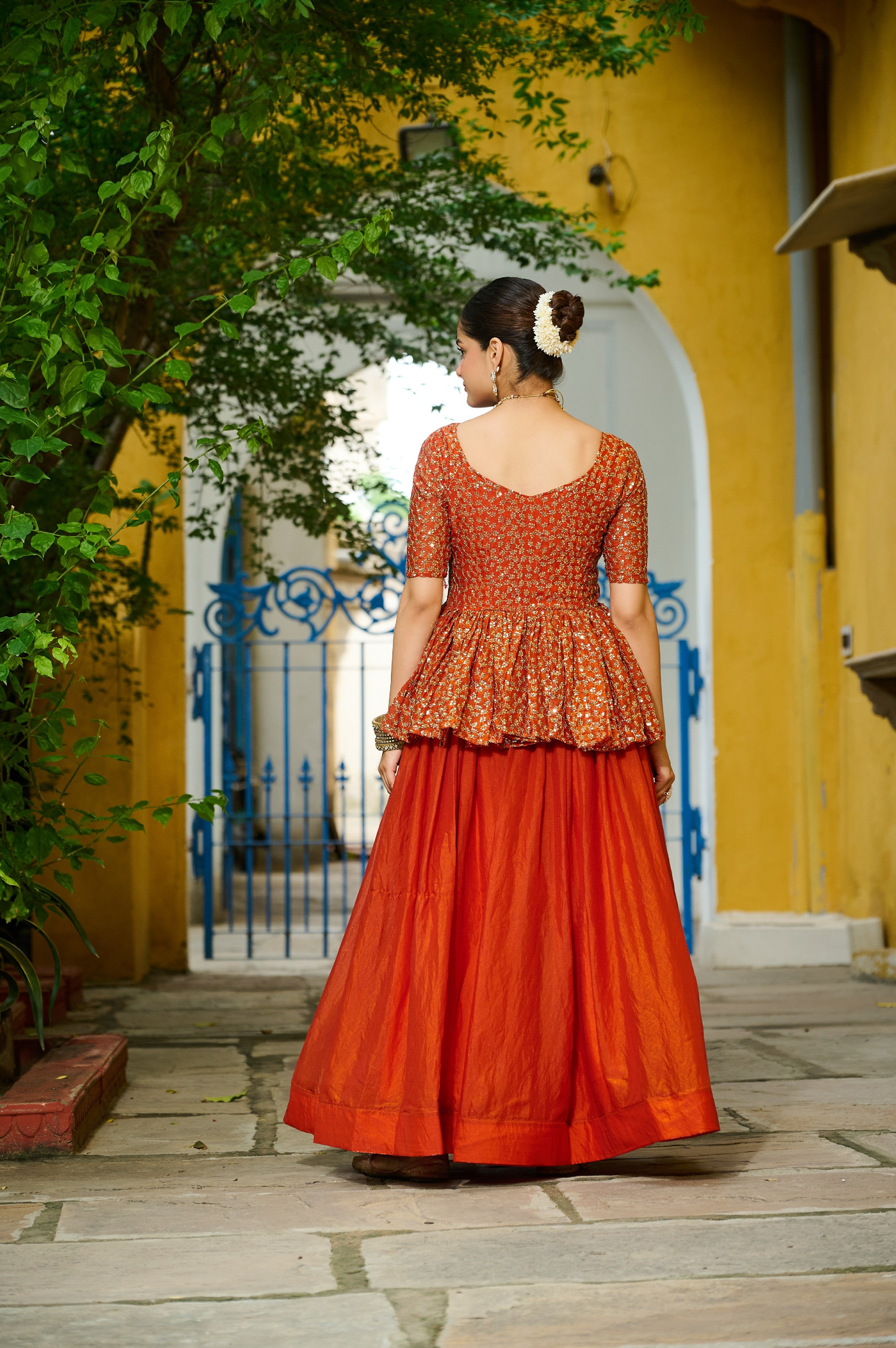 Silk Function Wear Lehenga With Peplum Top