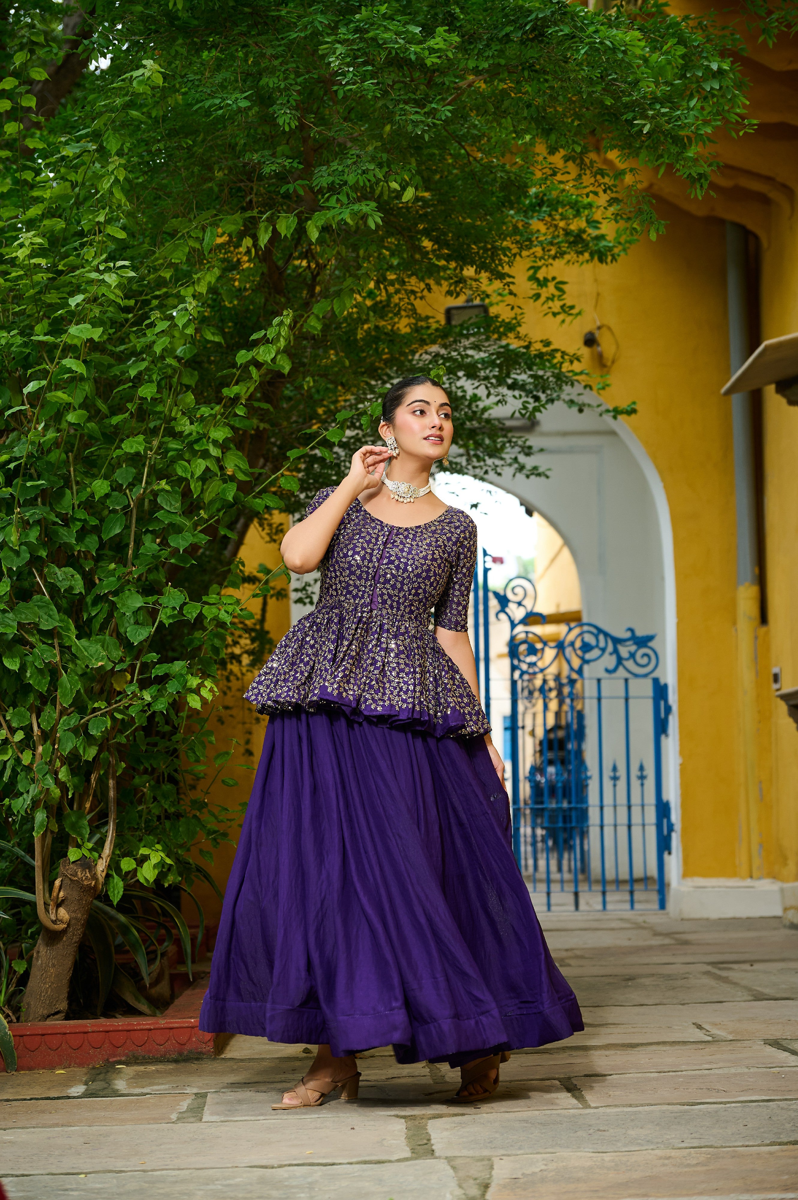Silk Function Wear Lehenga With Peplum Top